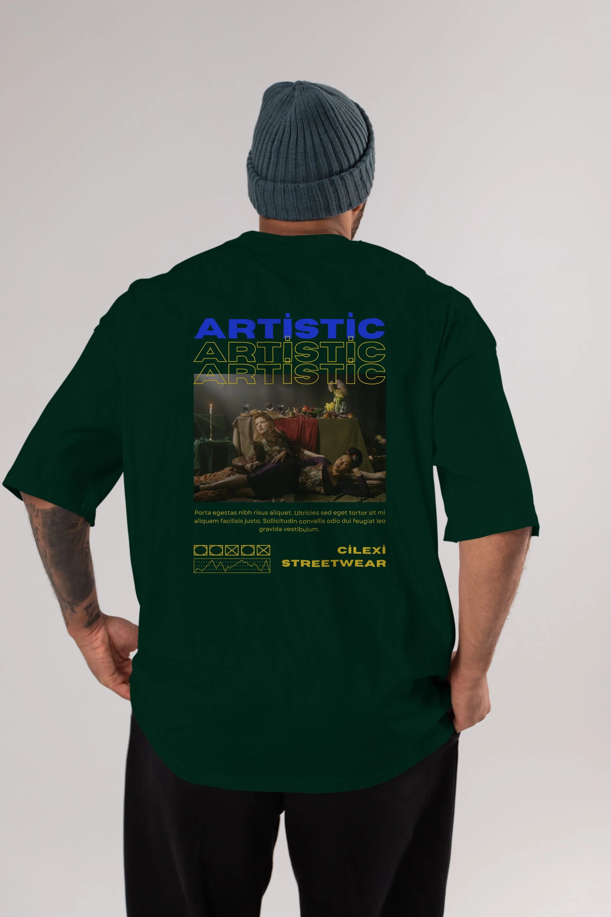 Artistic Yazılı Streetwear Arka Baskılı Oversize t-shirt Erkek Kadın Unisex