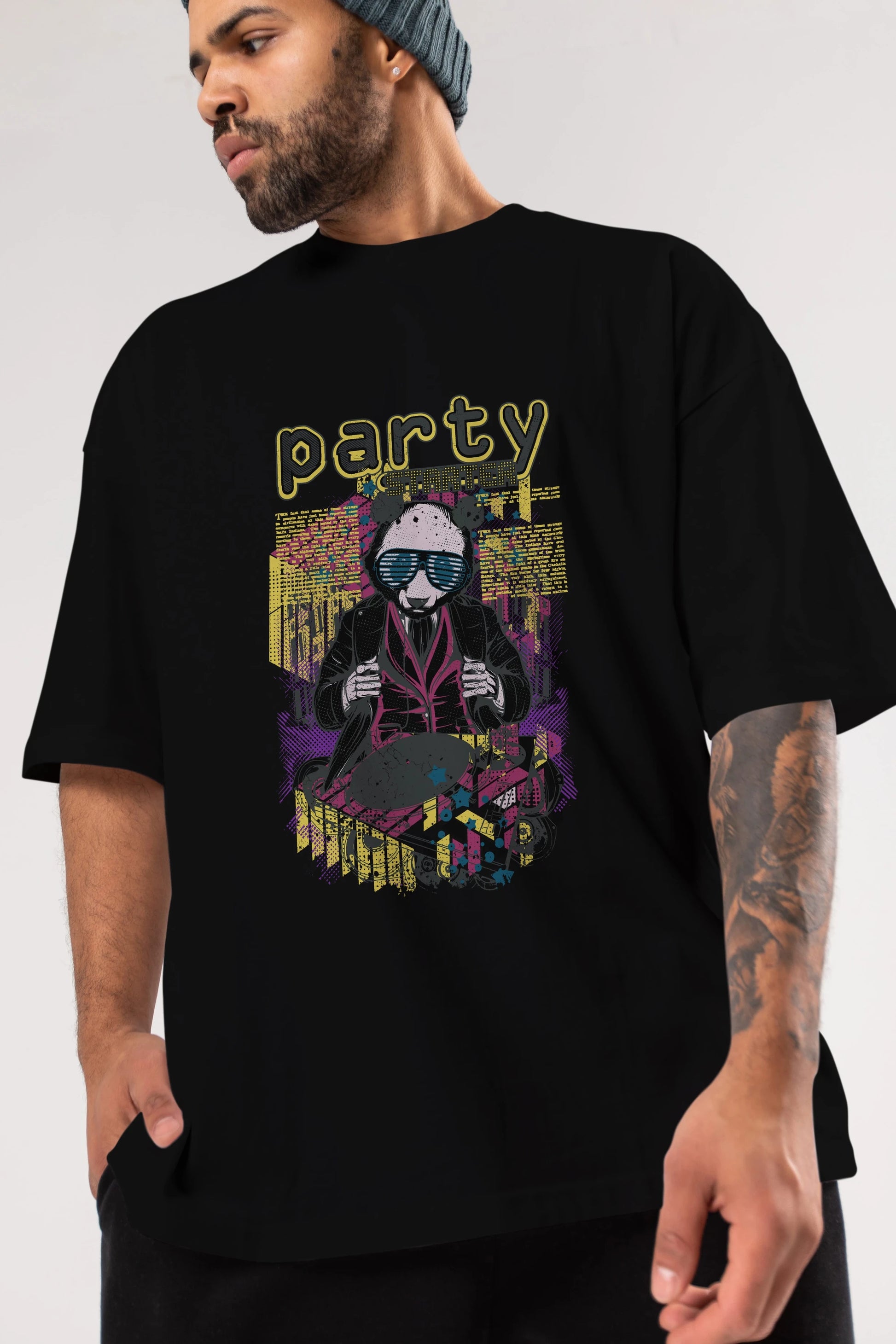 Party Starter Ön Baskılı Oversize t-shirt Erkek Kadın Unisex