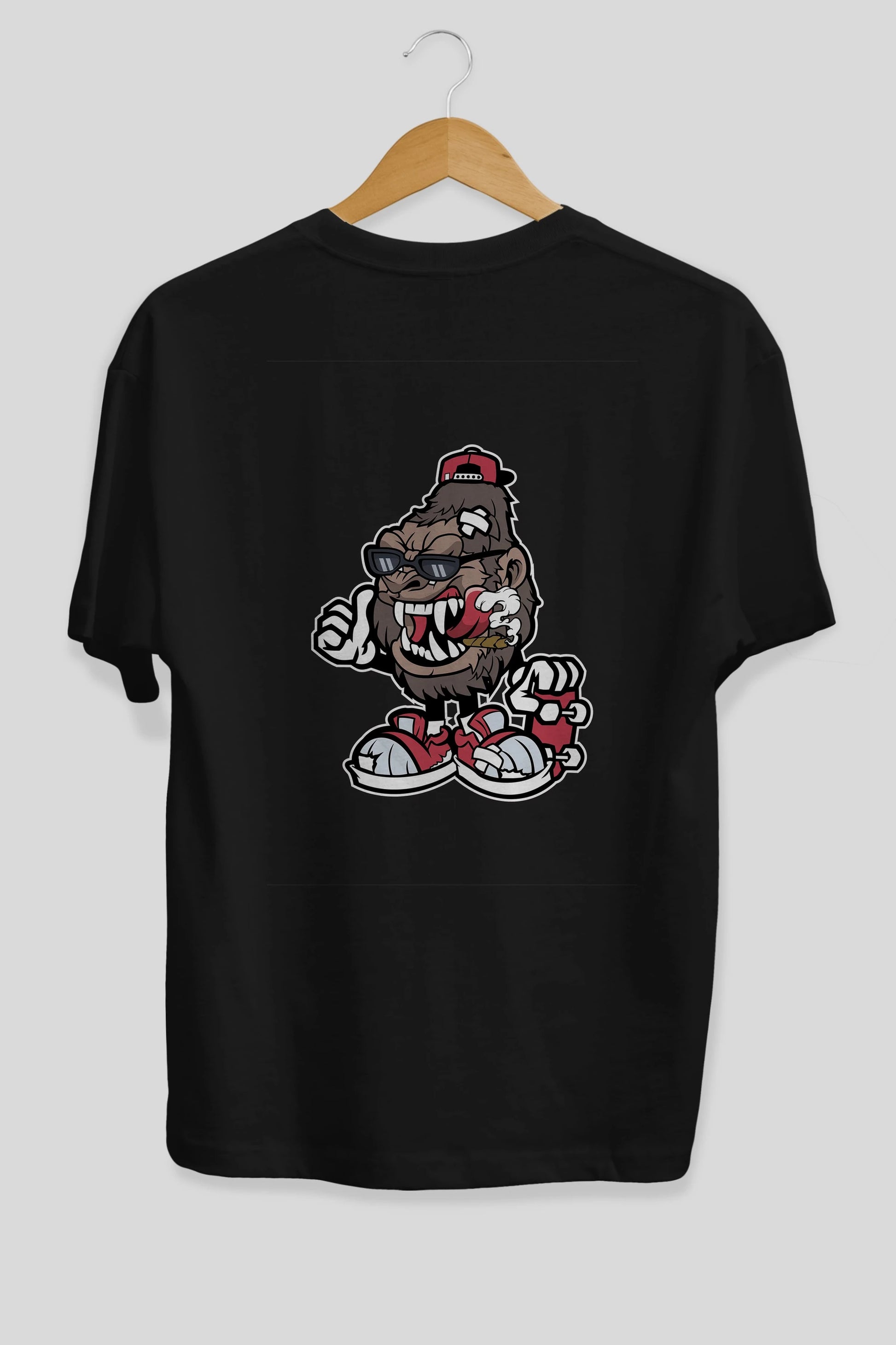 Gorilla Skater Arka Baskılı Oversize t-shirt Erkek Kadın Unisex %100 Pamuk tişort