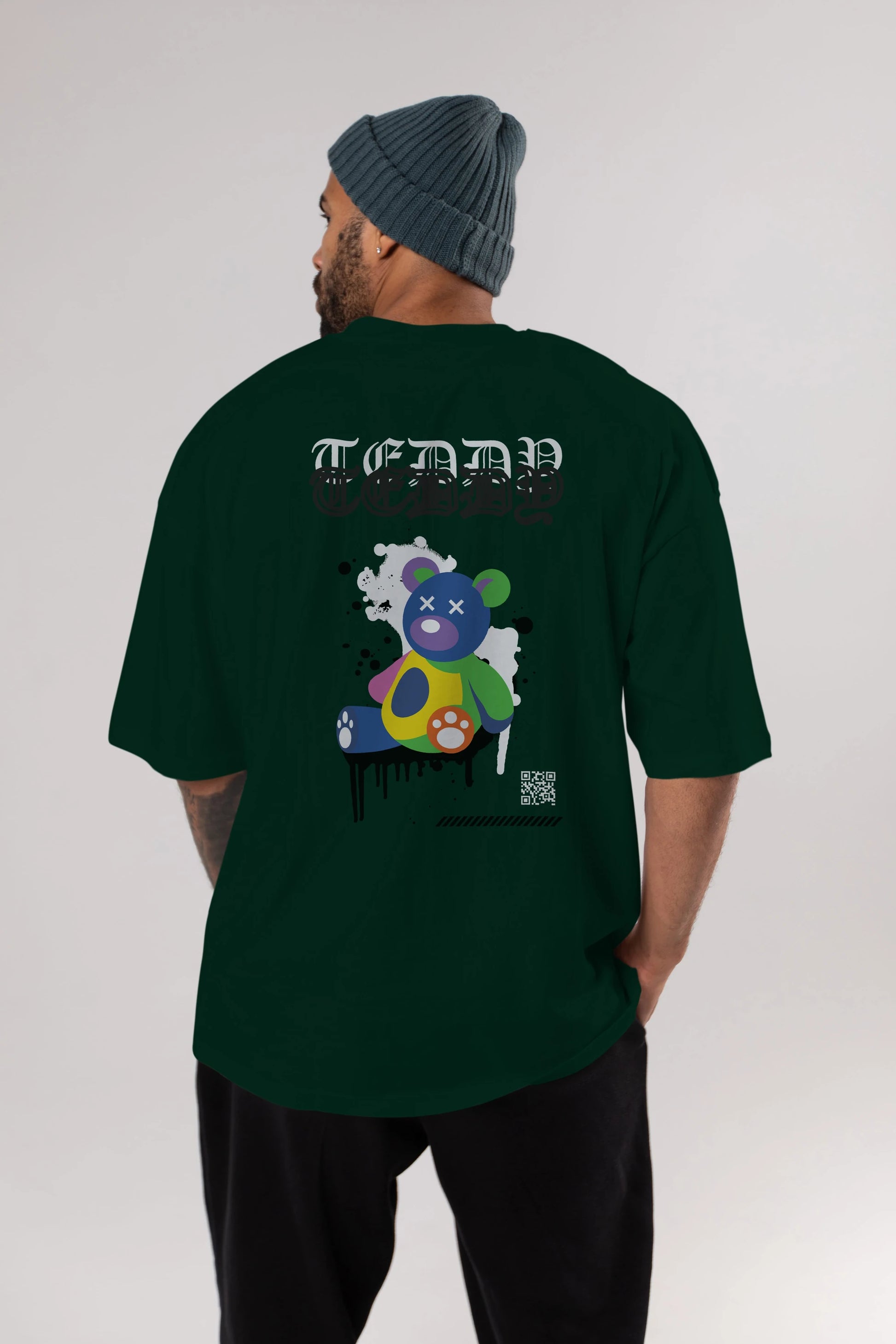 Teddy Bear Arka Baskılı Oversize t-shirt Erkek Kadın Unisex
