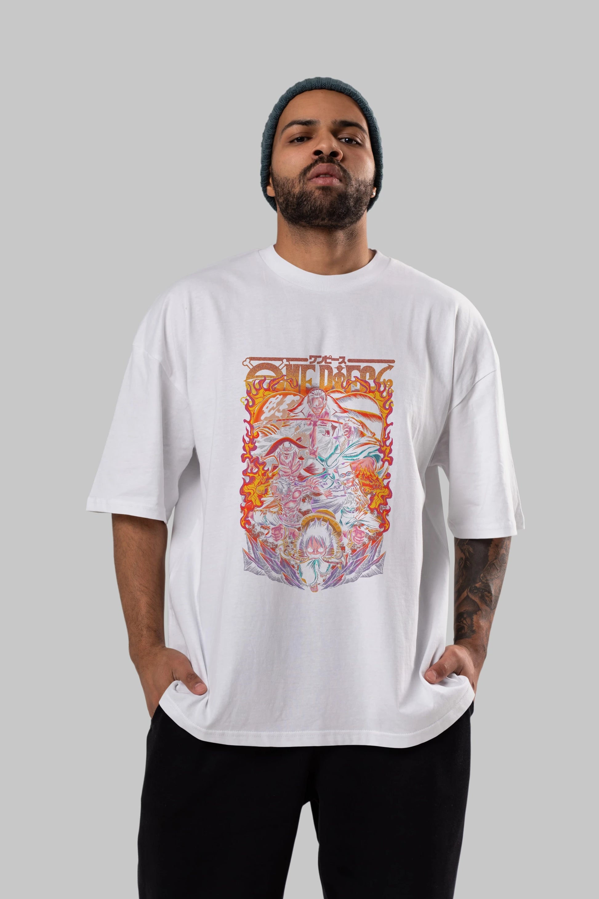 ONE PIECE (3) Anime Ön Baskılı Oversize t-shirt %100 pamuk Erkek Kadın Unisex