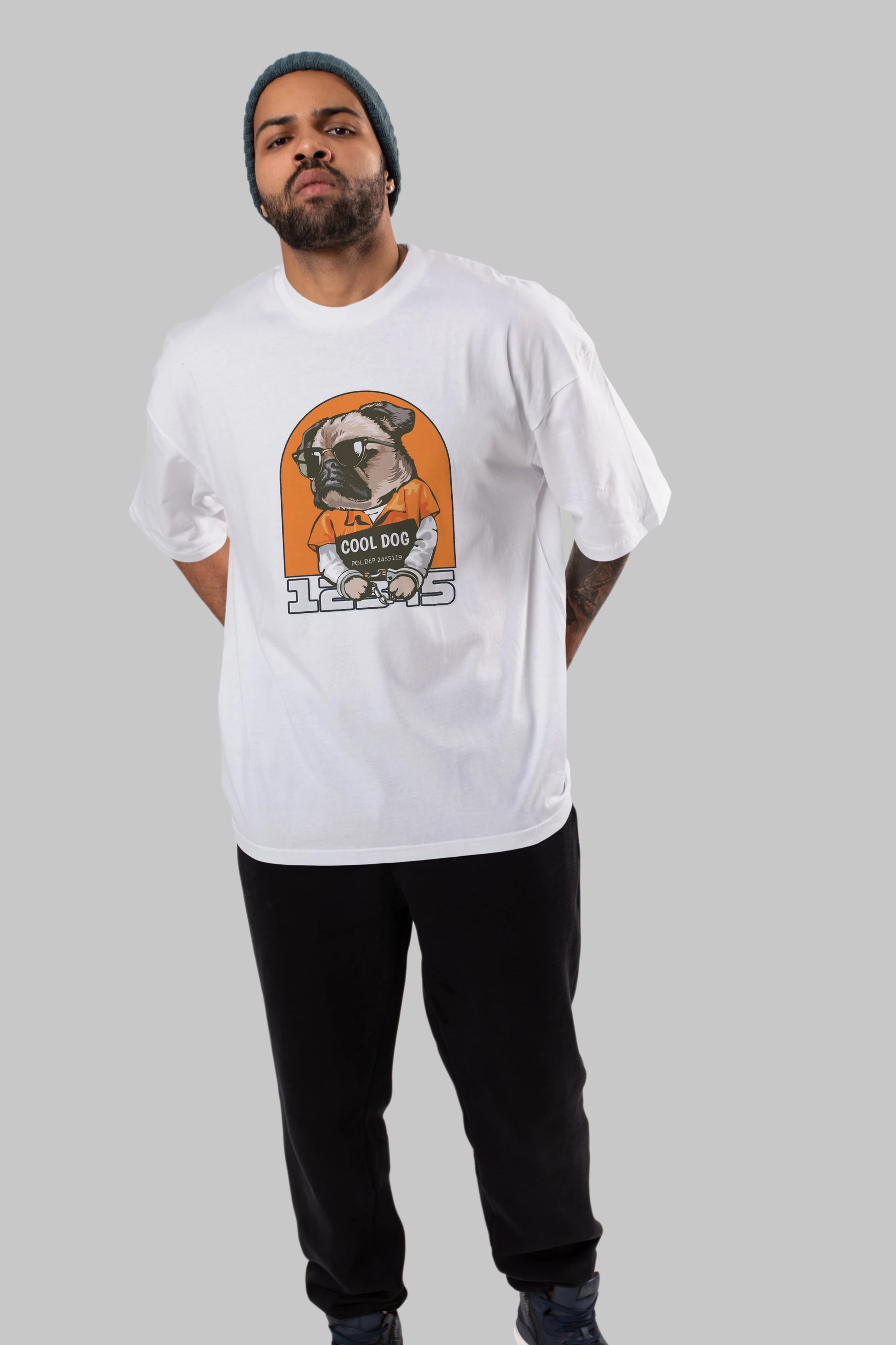 Cool Dog Ön Baskılı Oversize t-shirt Erkek Kadın Unisex