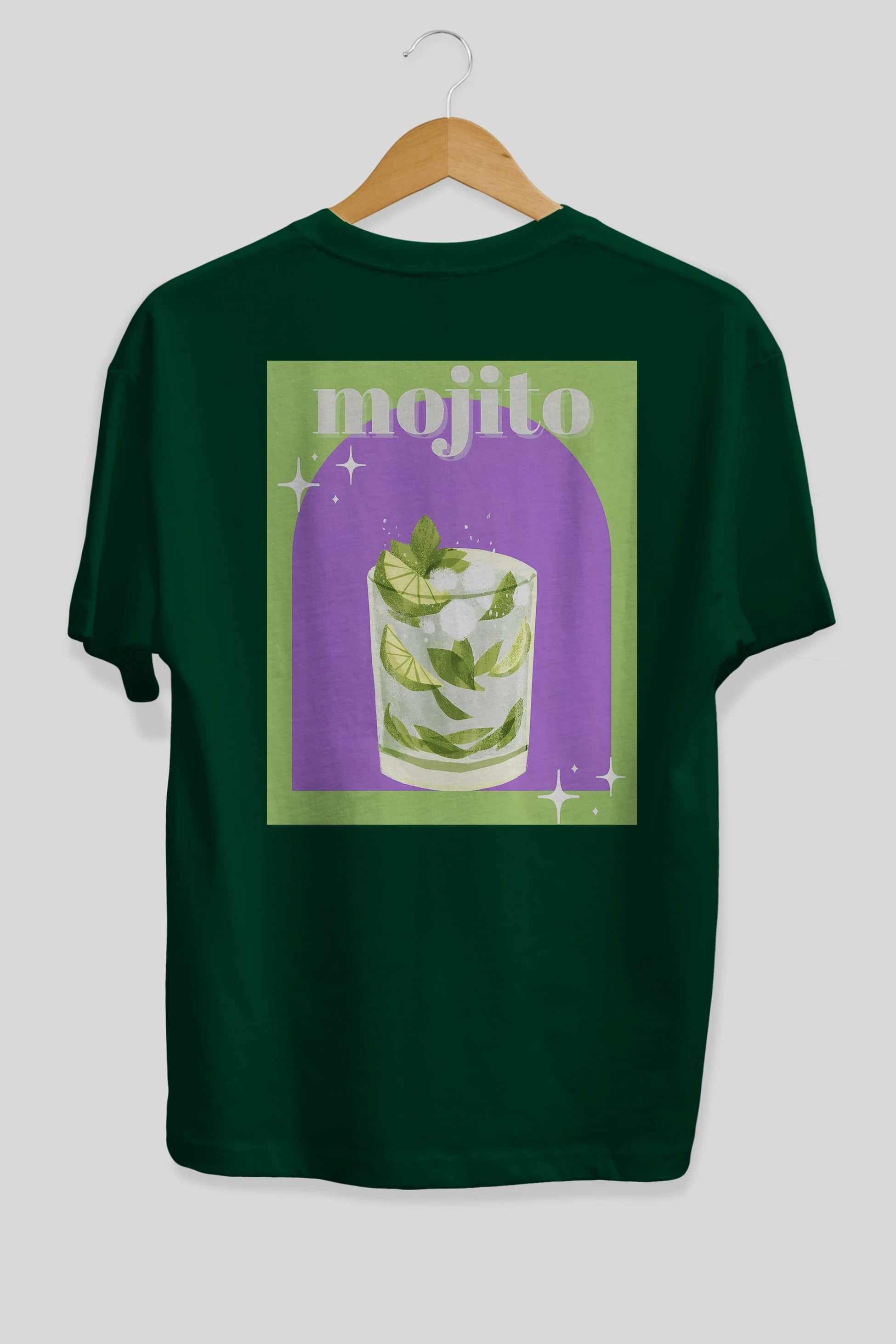 Mojito 3 Arka Baskılı Oversize t-shirt Erkek Kadın Unisex %100 Pamuk Bisiklet Yaka tişort