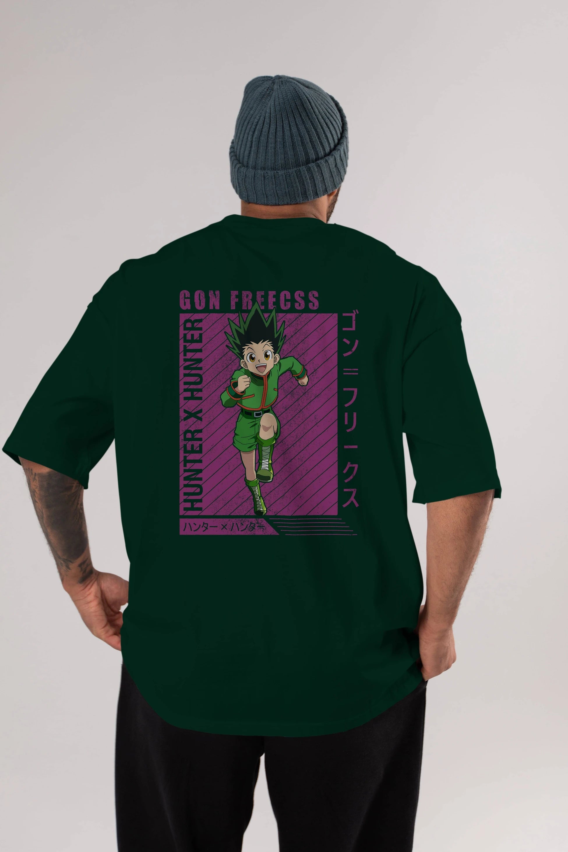 Gon Freecss HUNTER X HUNTER 3 Anime Arka Baskılı Oversize t-shirt Erkek Kadın Unisex