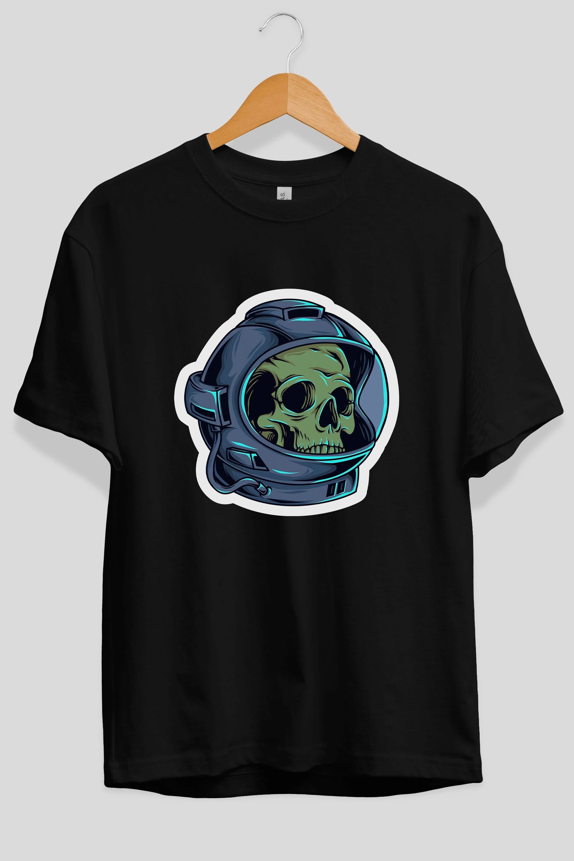 Astroskull Sticker Ön Baskılı Oversize t-shirt Erkek Kadın Unisex