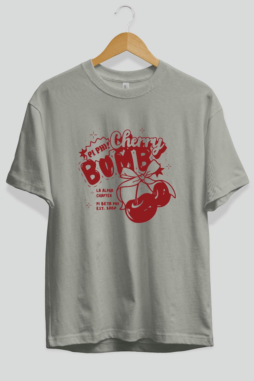 Cherry Bomb Cherries Ön Baskılı Oversize t-shirt Erkek Kadın Pamuk Bisiklet Yaka tişort