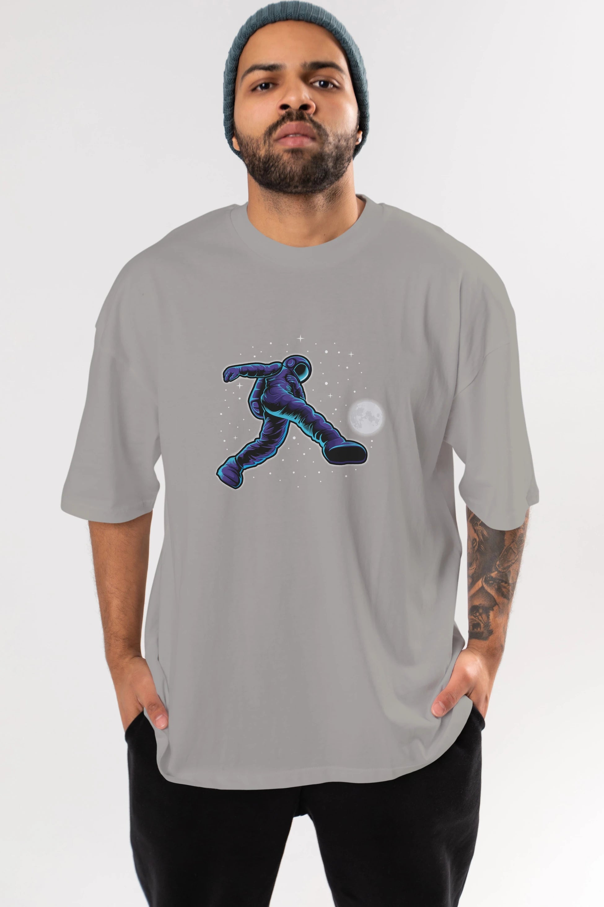 Astroball in Space Ön Baskılı Oversize t-shirt Erkek Kadın Unisex