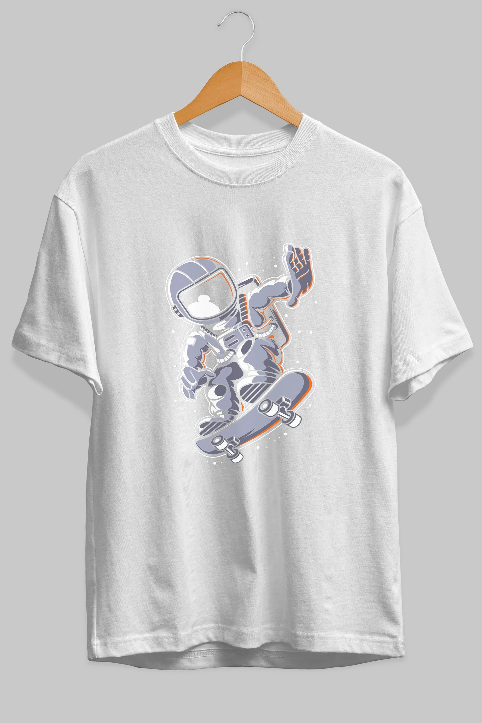 Astronaut Skateboard Ön Baskılı Oversize t-shirt Erkek Kadın Unisex