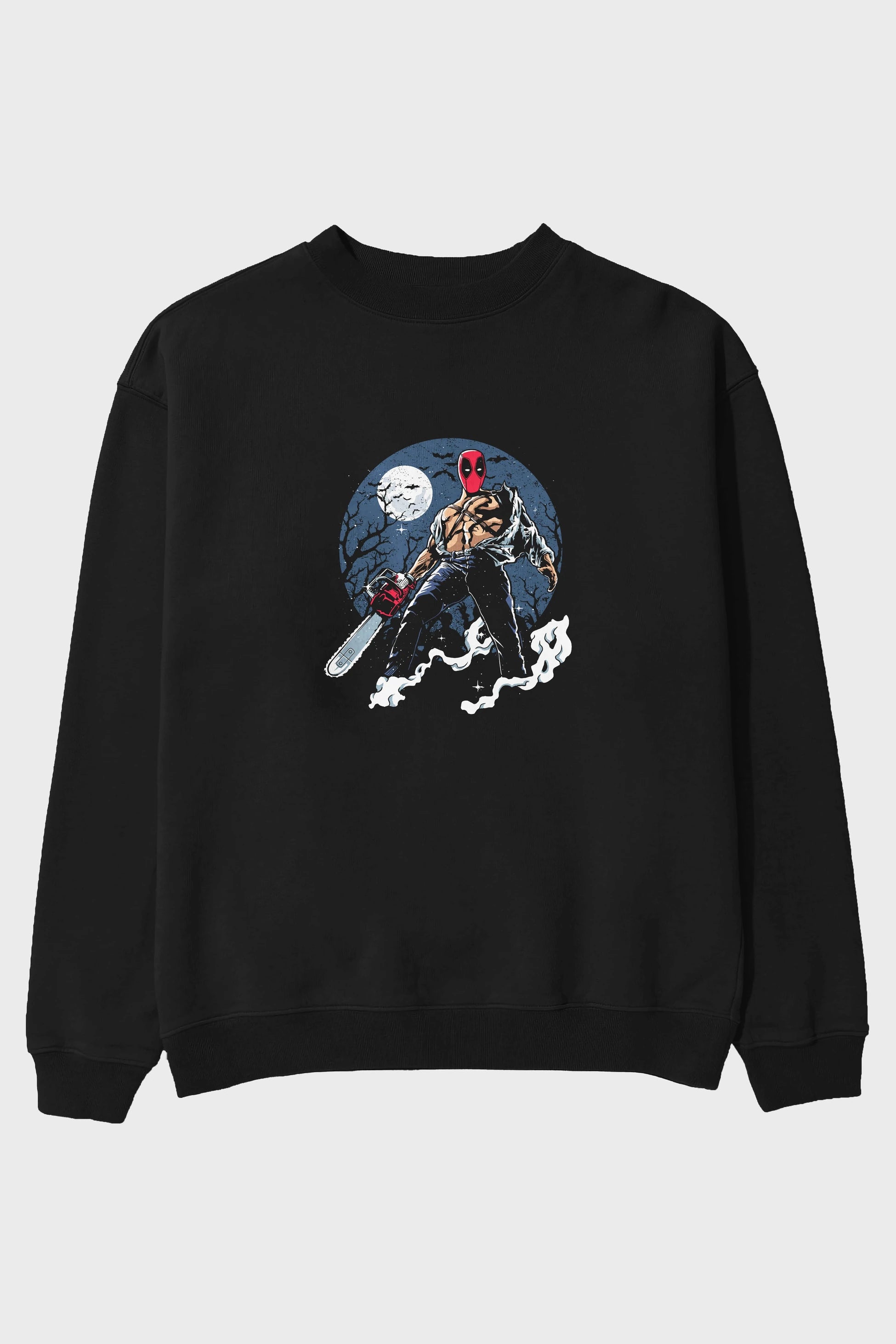 Evil Deadpool Ön Baskılı Oversize Sweatshirt Erkek Kadın Unisex