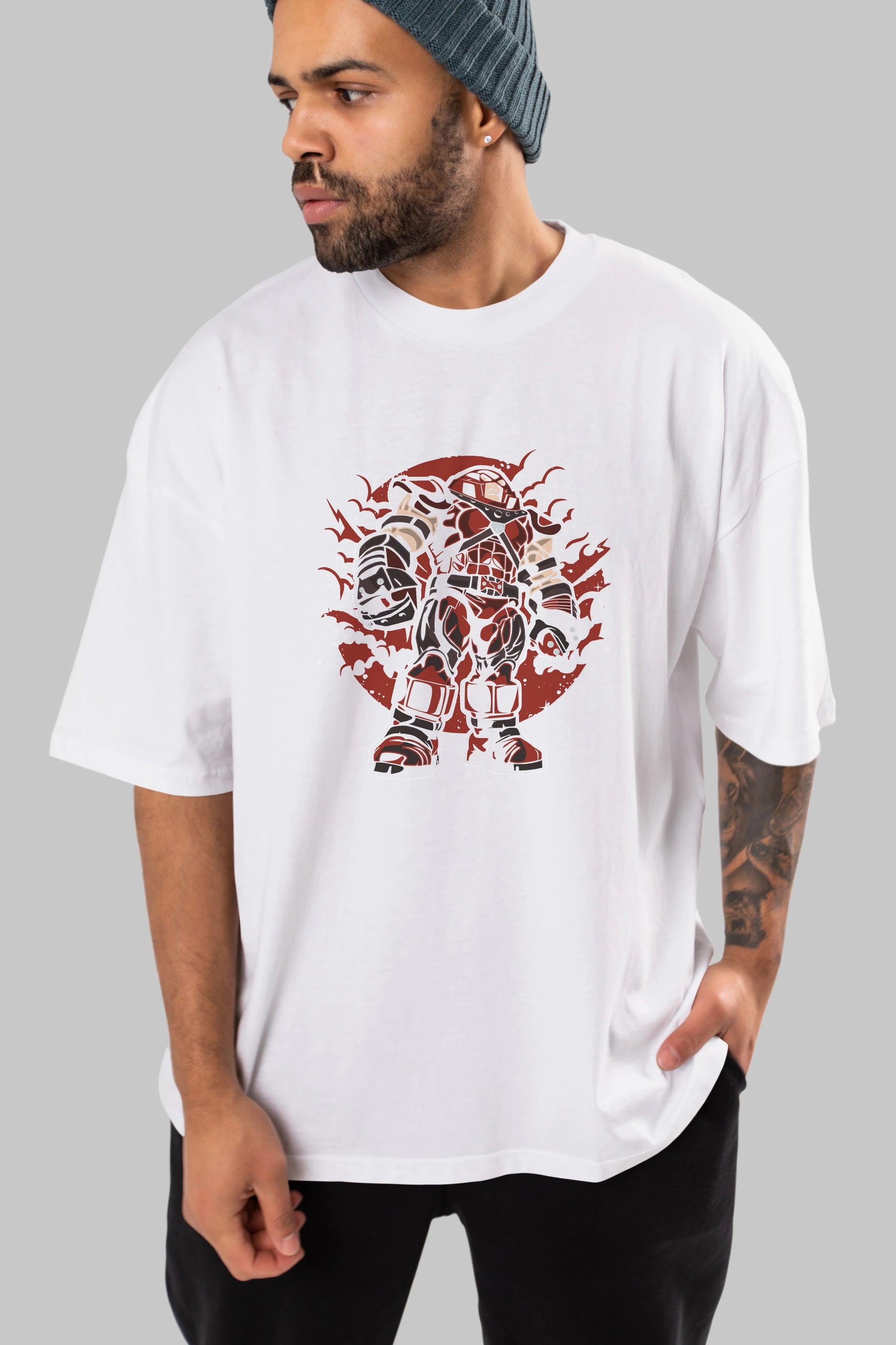 JUGERNAUT Ön Baskılı Oversize t-shirt Erkek Kadın Unisex %100 Pamuk tişort