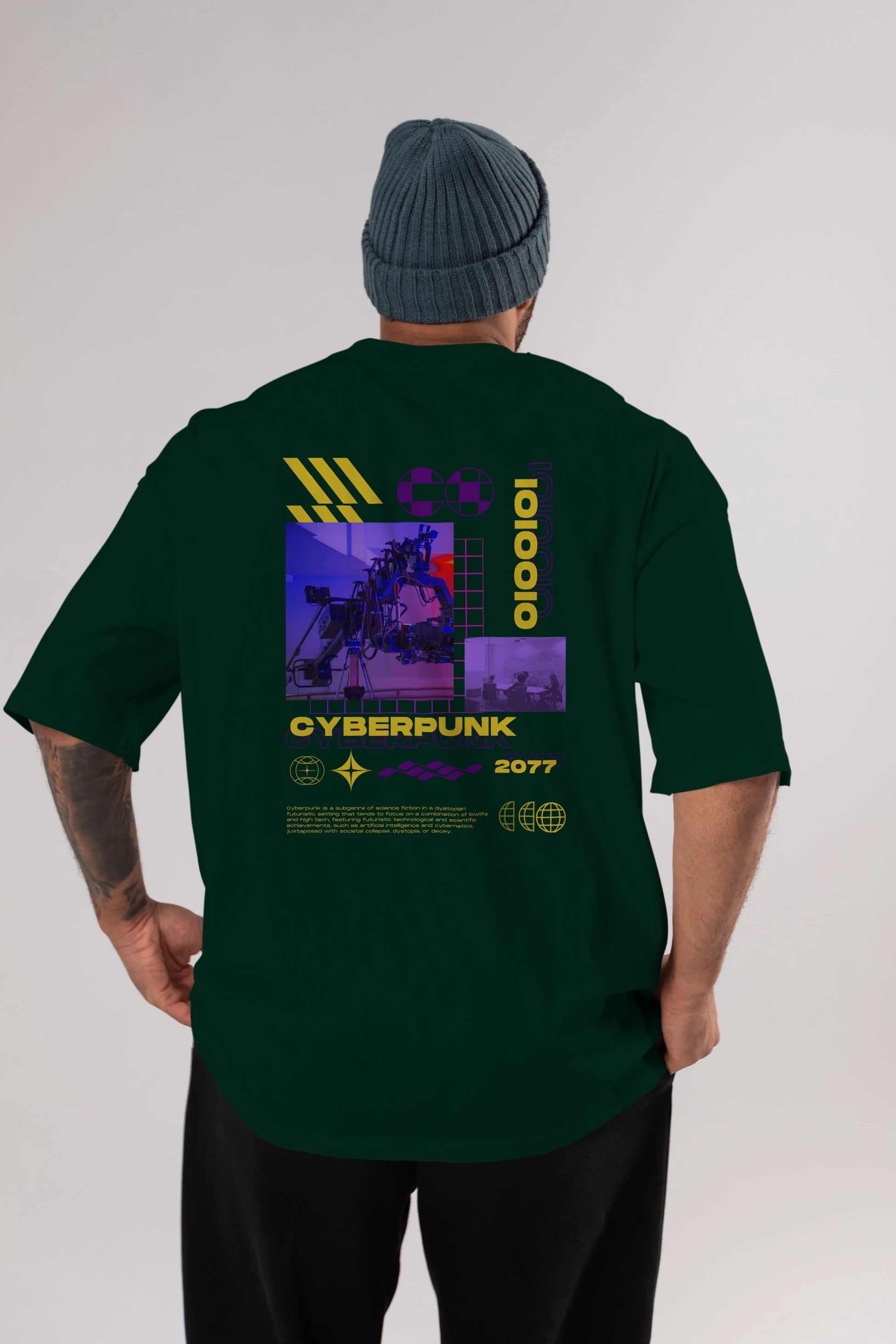 Cyberpunk Yazılı Arka Baskılı Oversize t-shirt Erkek Kadın Unisex