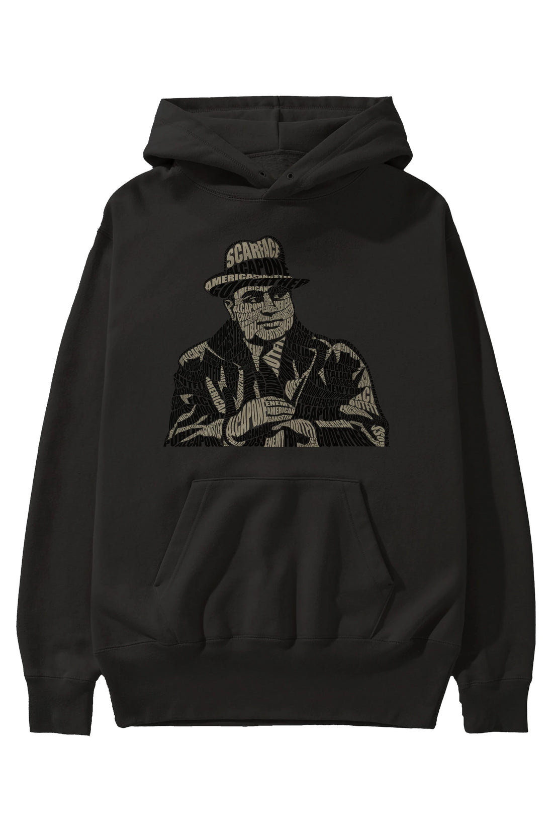Al Capone Calligram Ön Baskılı Hoodie Oversize Kapüşonlu Sweatshirt Erkek Kadın Unisex