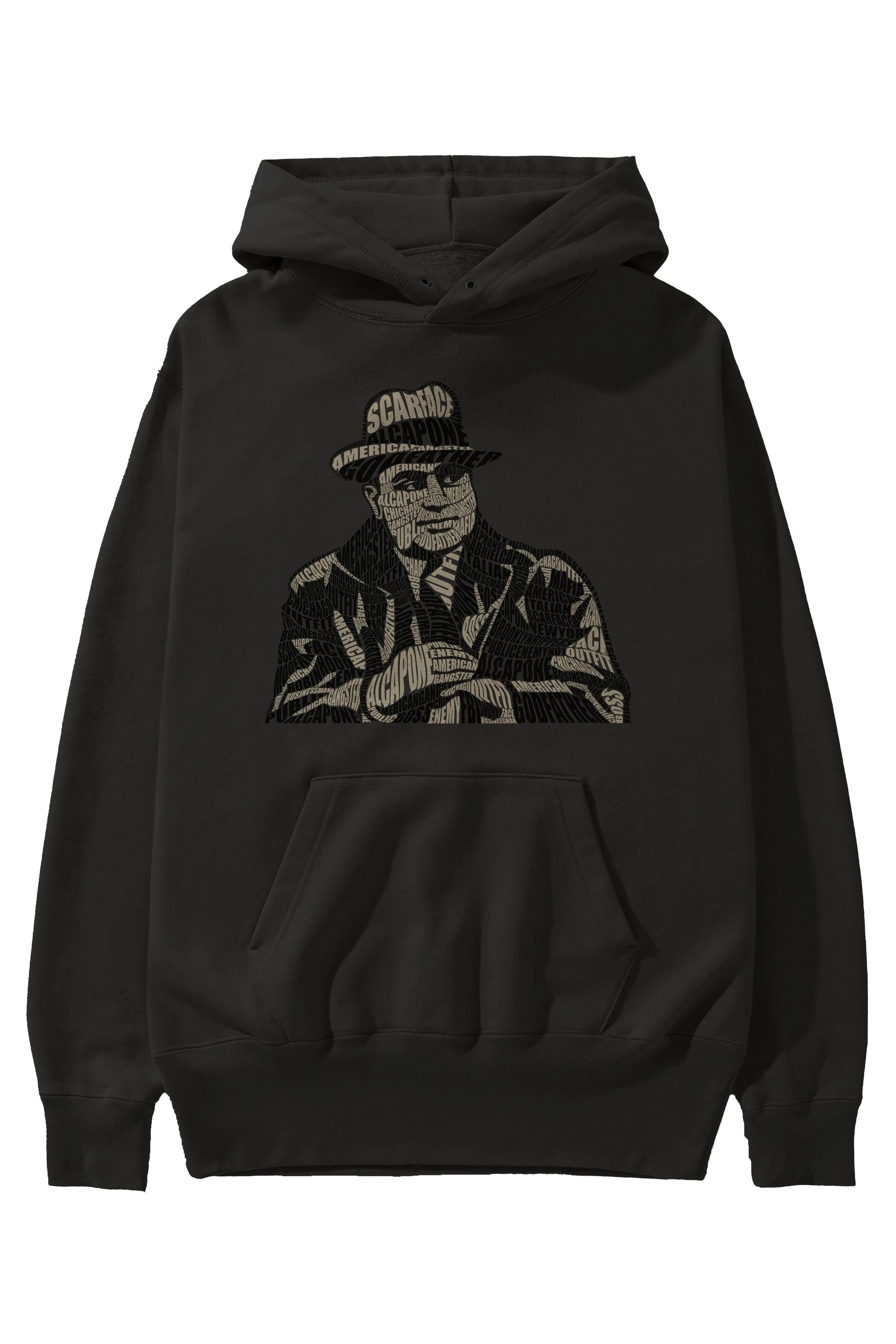 Al Capone Calligram Ön Baskılı Hoodie Oversize Kapüşonlu Sweatshirt Erkek Kadın Unisex