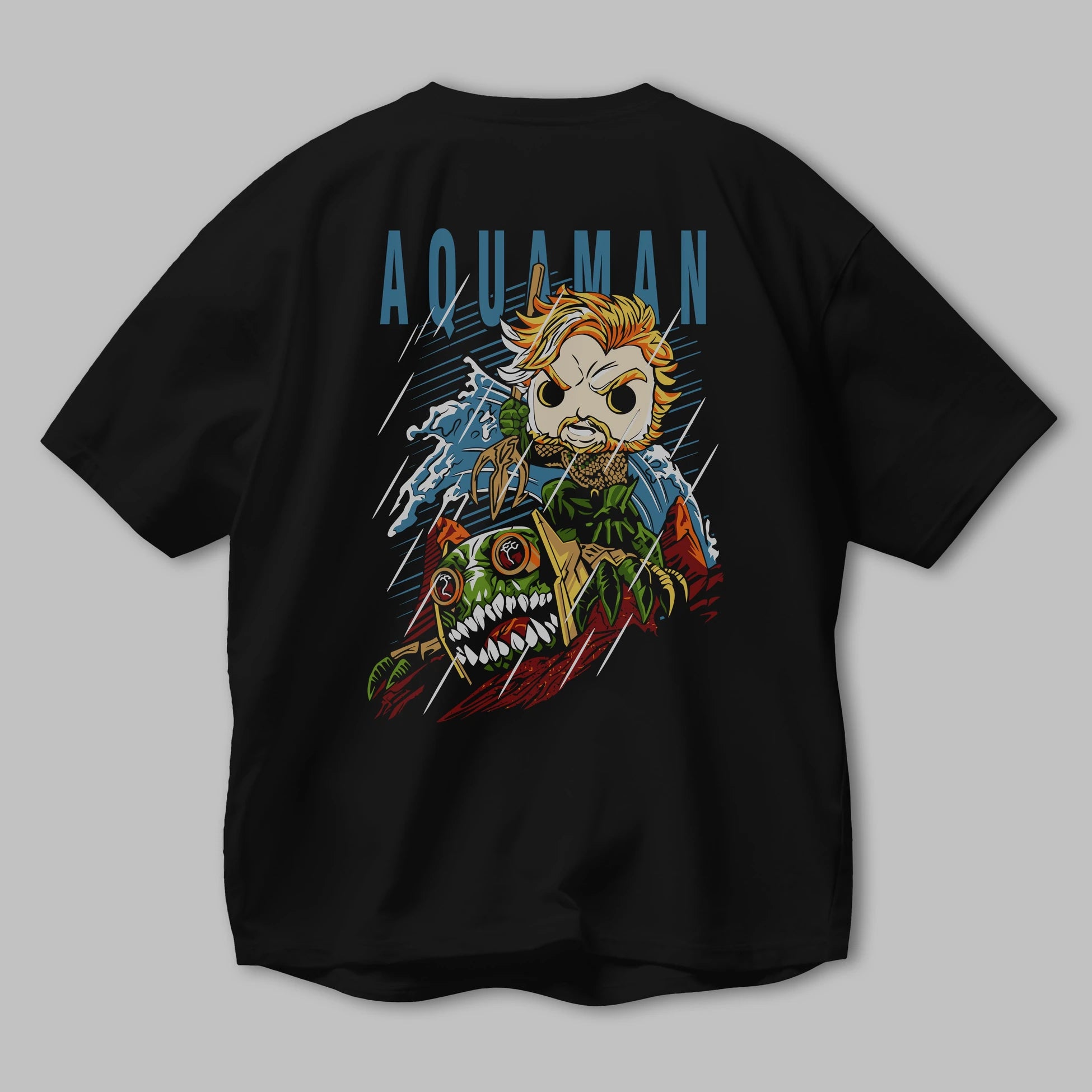 Aquaman Arka Baskılı Oversize t-shirt Erkek Kadın Unisex %100 Pamuk Bisiklet Yaka tişort