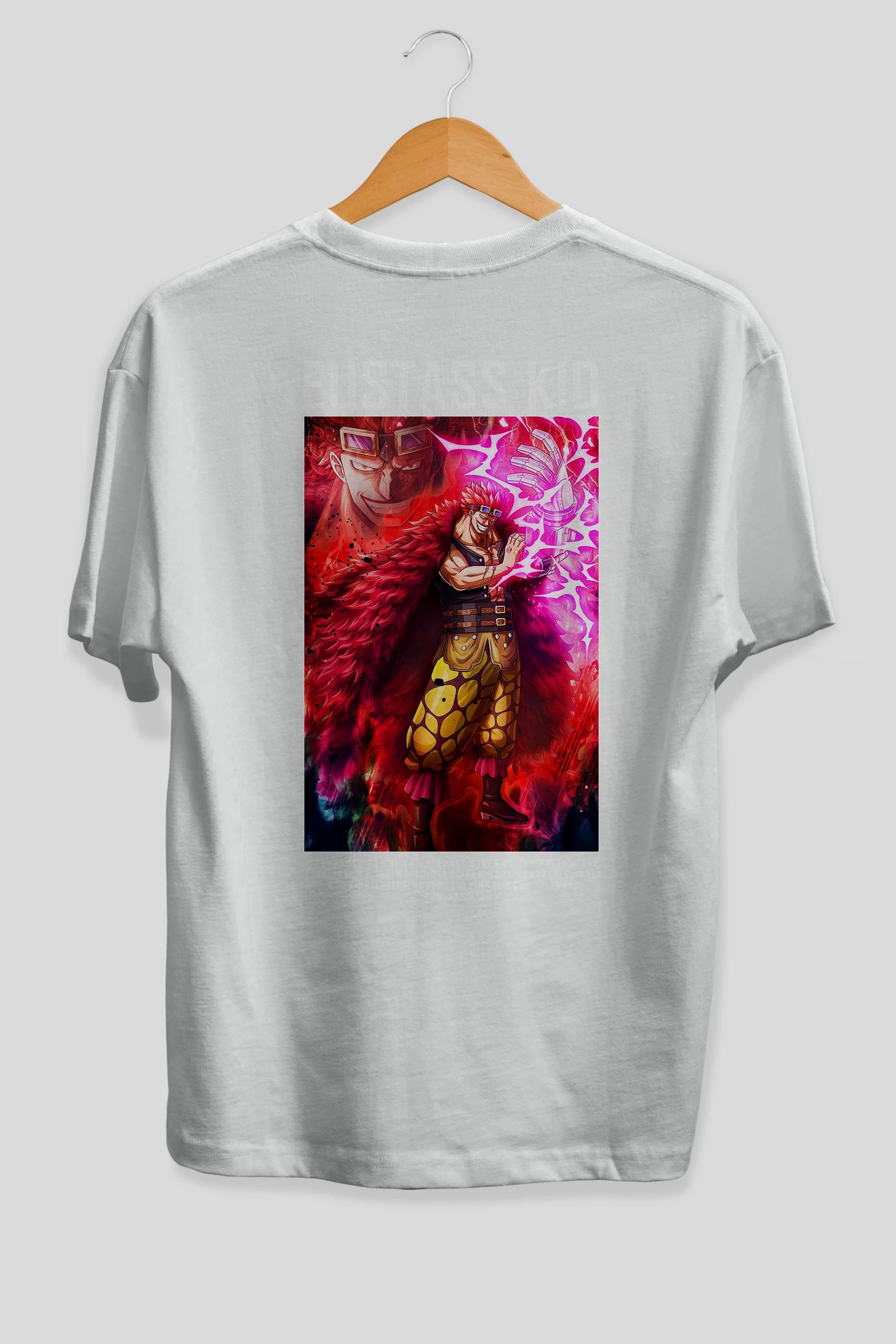 Eustass Kid Anime Arka Baskılı Oversize t-shirt Erkek Kadın Unisex %100 pamuk tişort