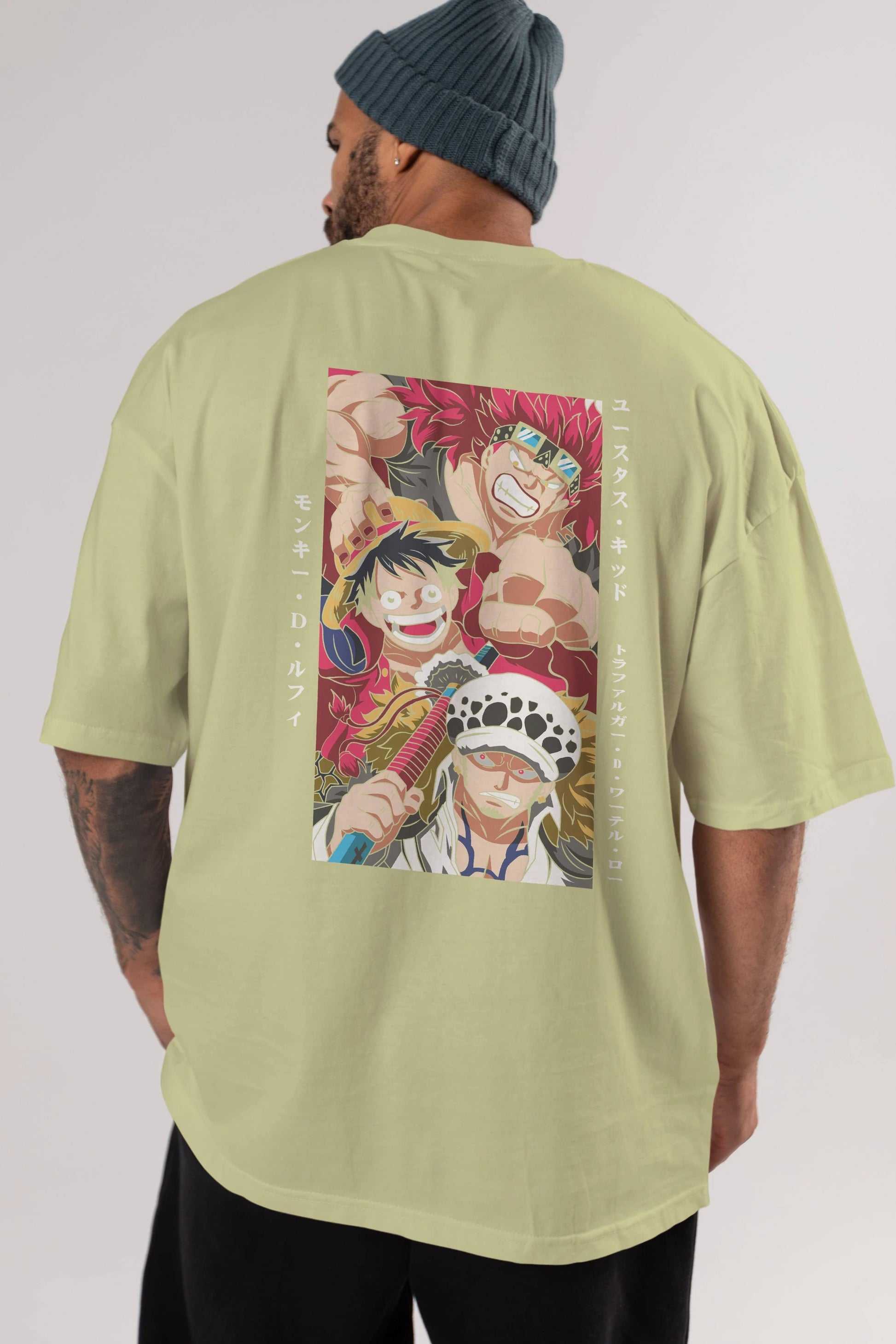 SUPER NOVAS one piece Anime Arka Baskılı Oversize t-shirt Erkek Kadın Unisex