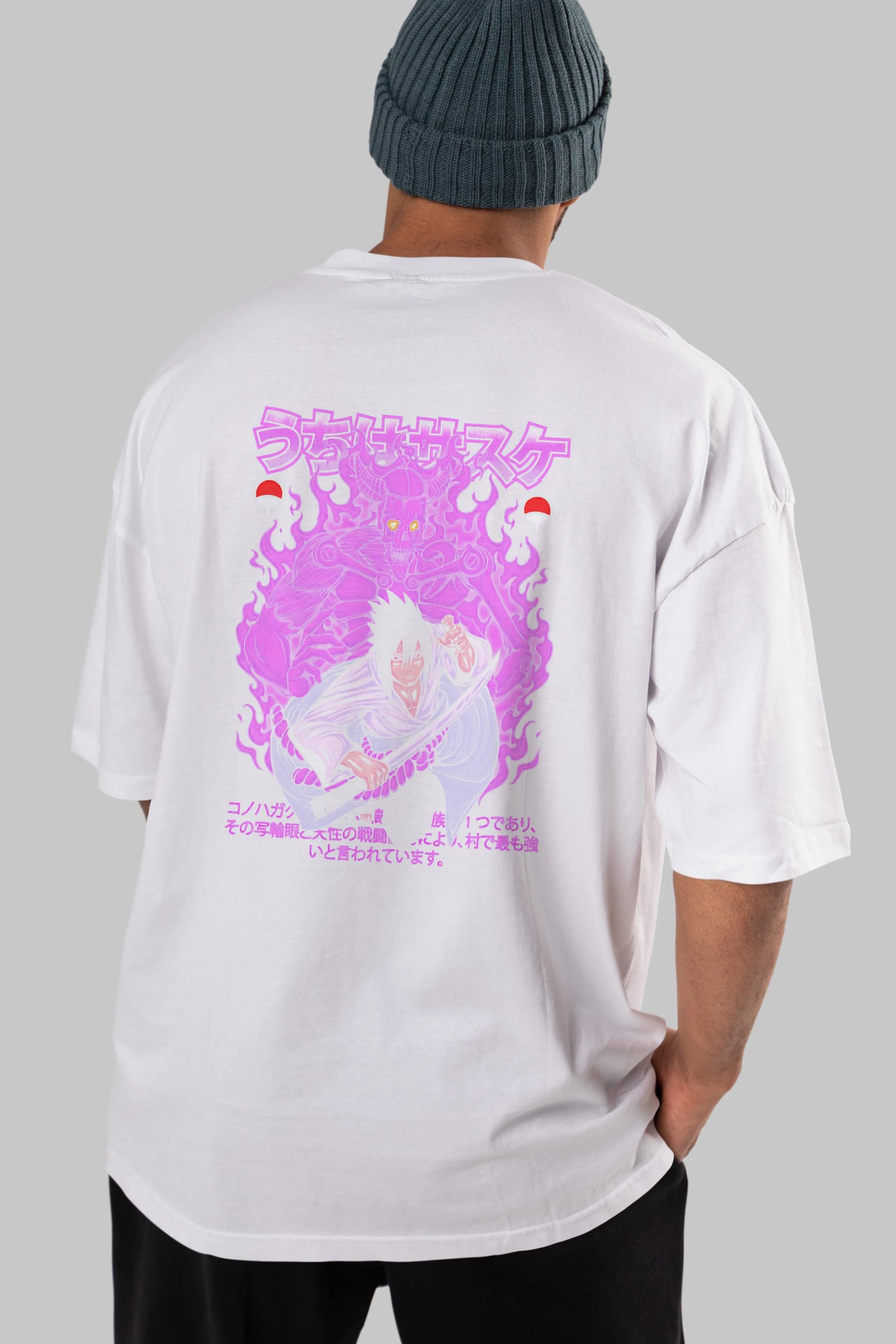 SASUKE UCHIHA NARUTO Anime Arka Baskılı Oversize t-shirt Erkek Kadın Unisex