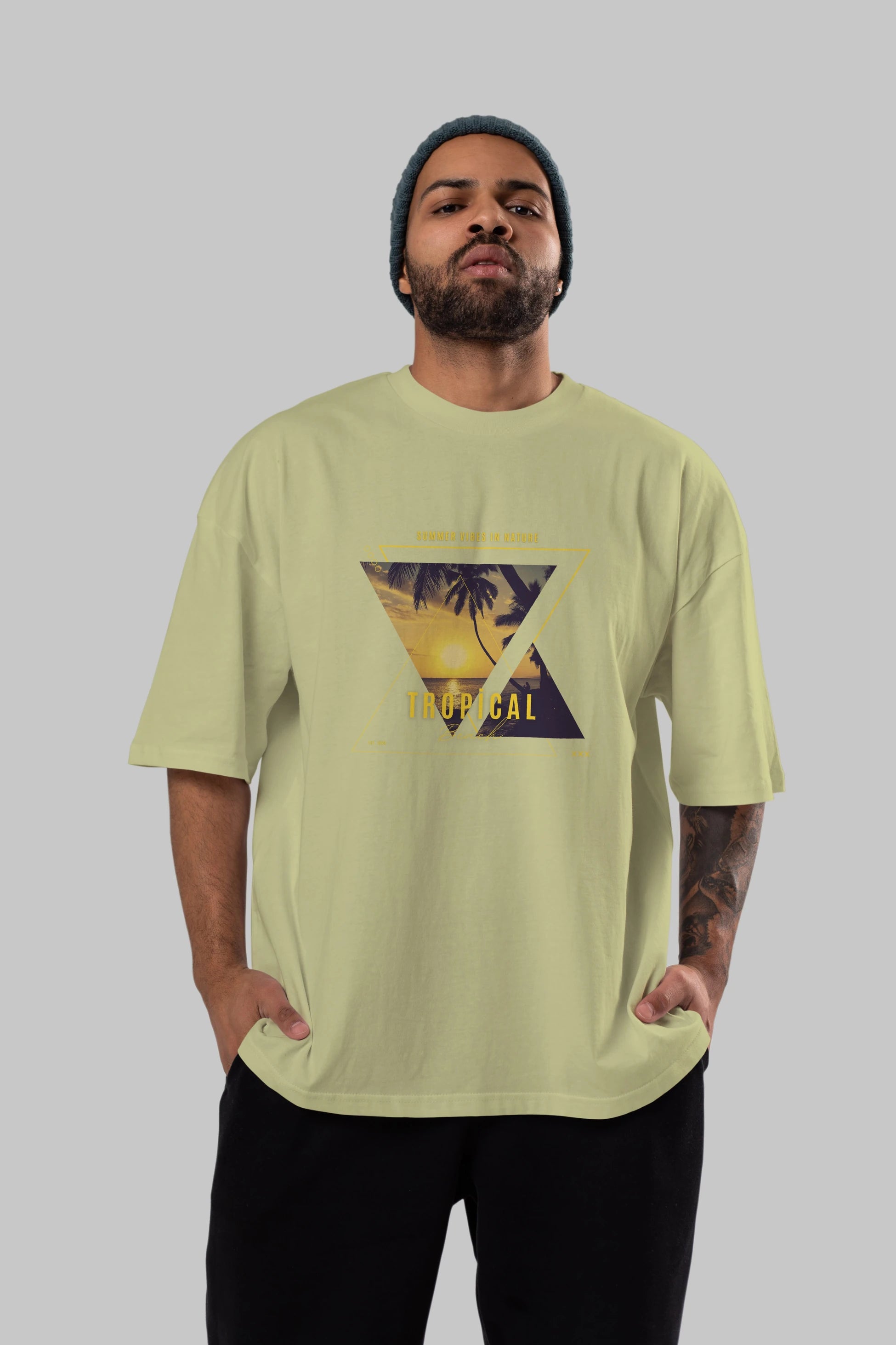 Summer Vibes Yazılı Ön Baskılı Oversize t-shirt Erkek Kadın Unisex