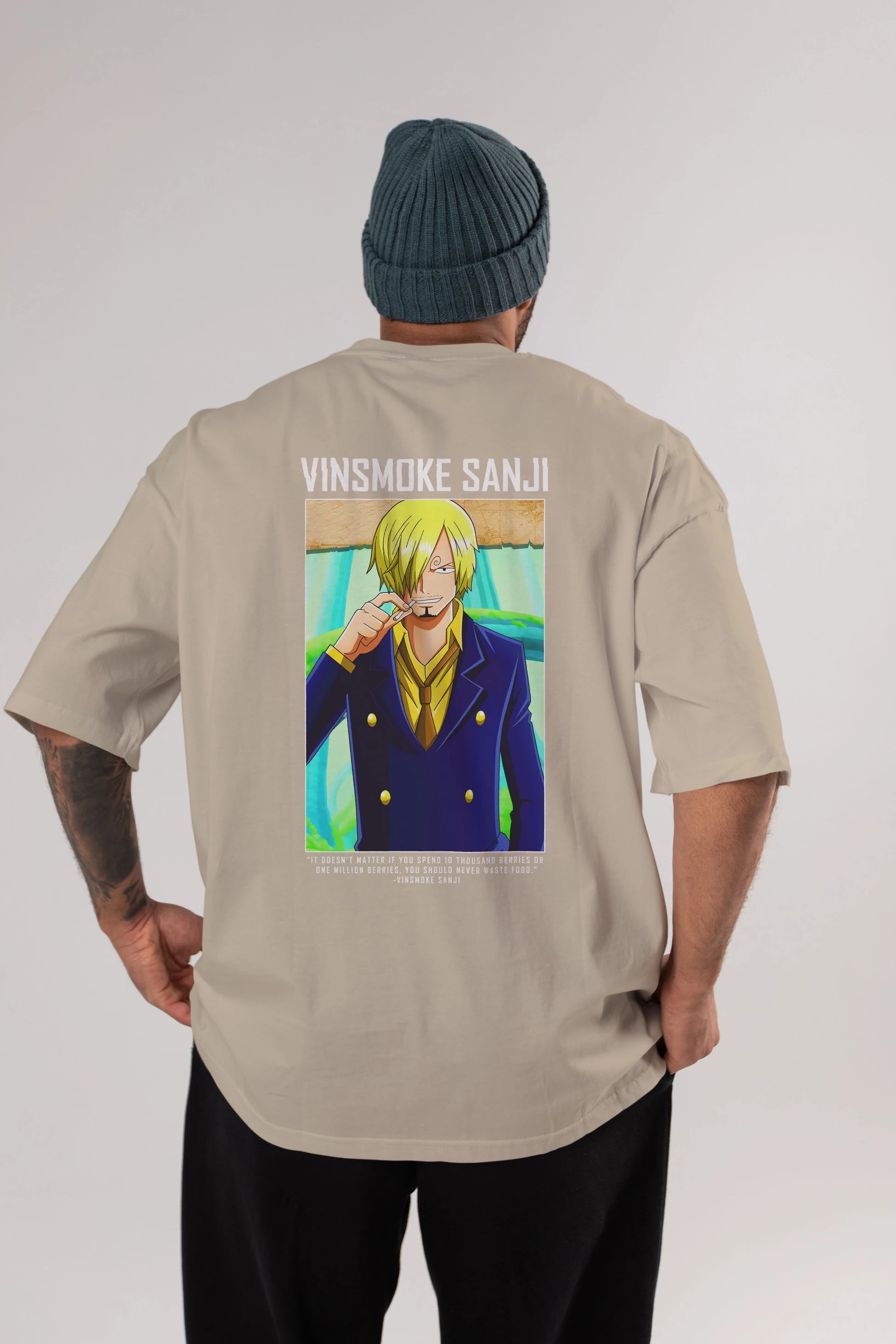 Sanji 2 Anime Arka Baskılı Oversize t-shirt Erkek Kadın Unisex %100 pamuk tişort