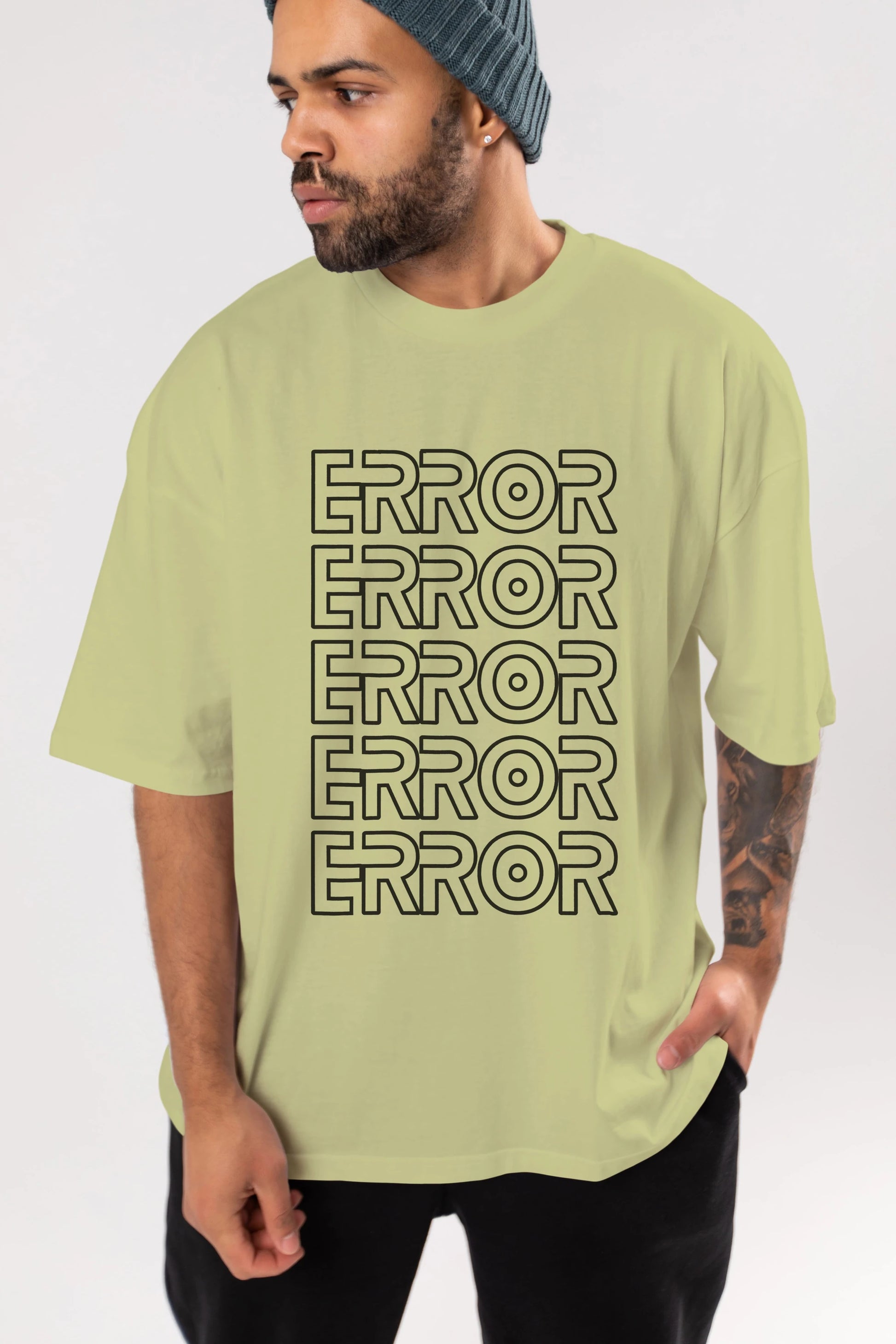 Error Yazılı Ön Baskılı Oversize t-shirt Erkek Kadın Unisex