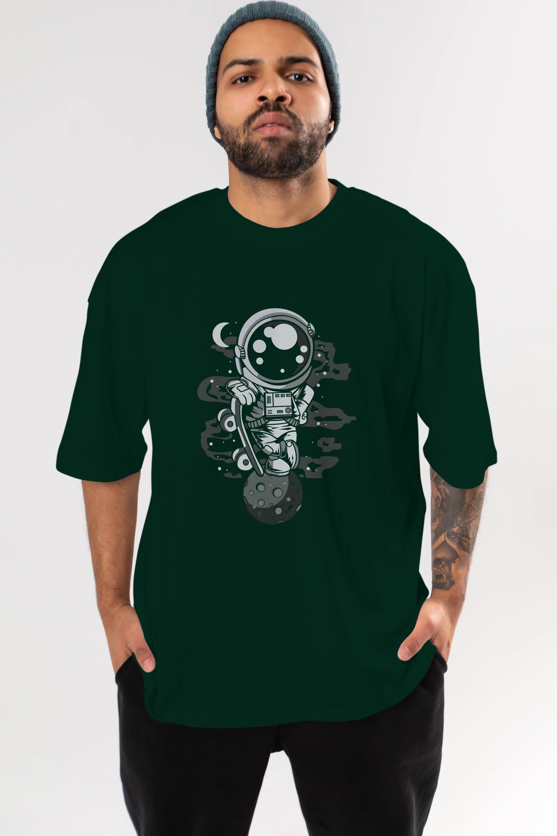 Astronaut Skater Boy Ön Baskılı Oversize t-shirt Erkek Kadın Unisex