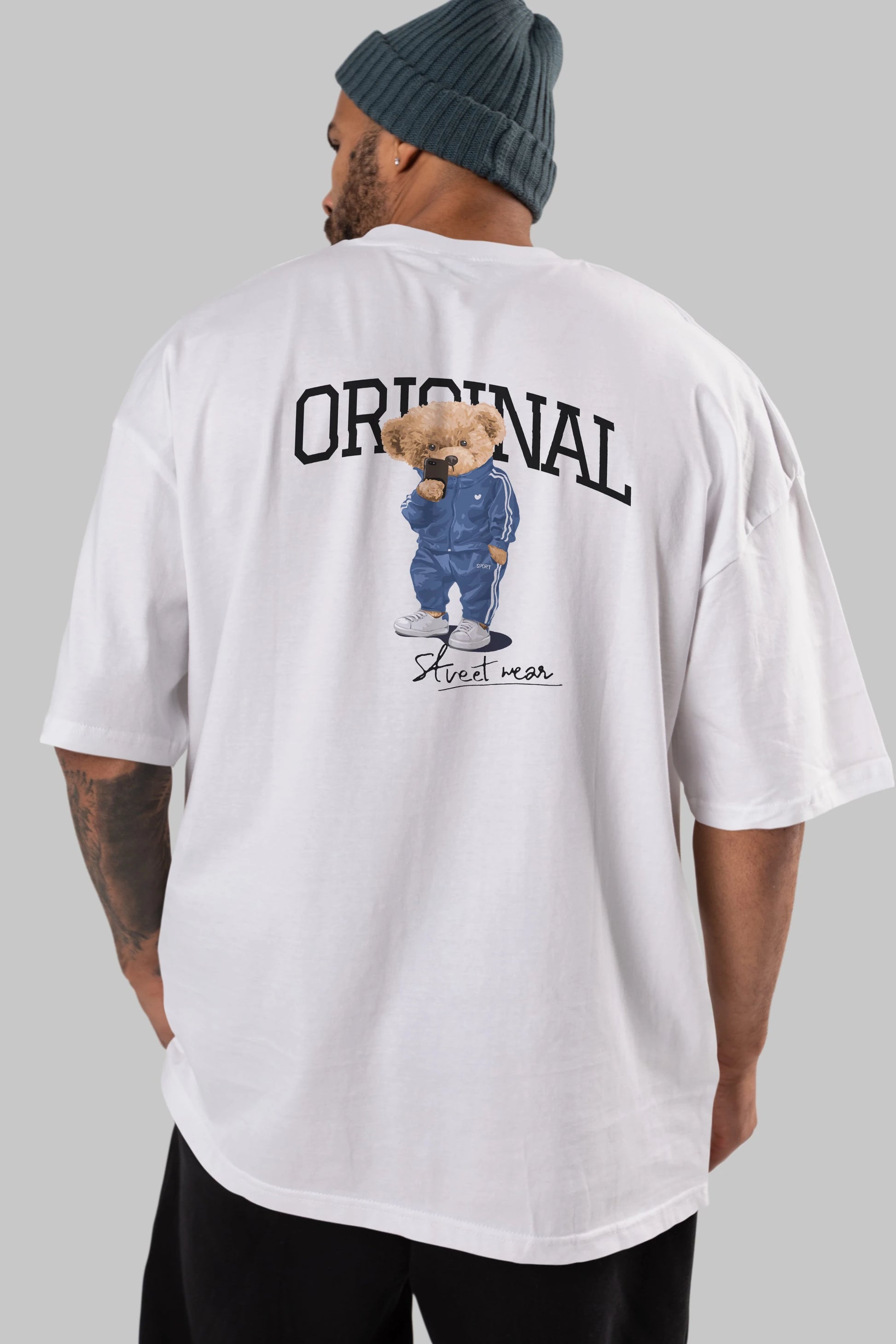 Teddy Bear Original Arka Baskılı Oversize t-shirt Erkek Kadın Unisex %100 Pamuk