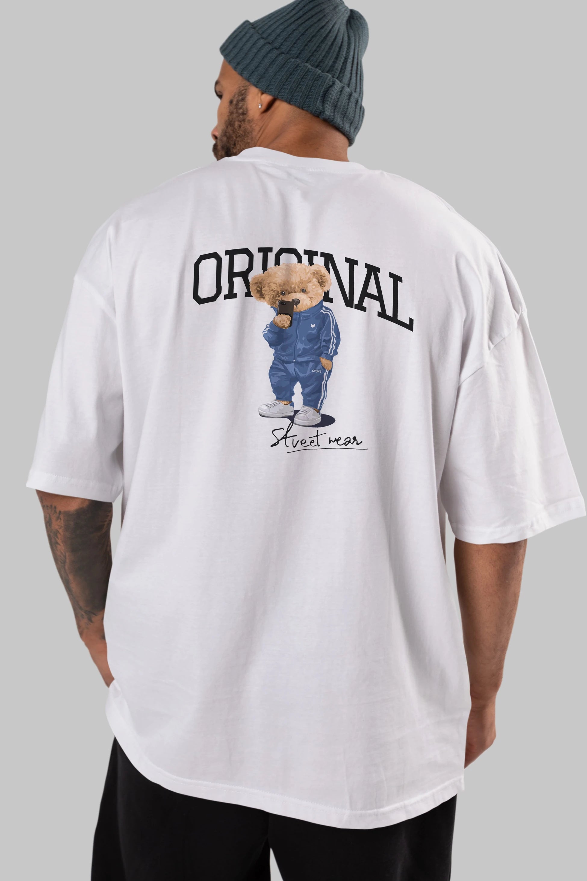 Teddy Bear Original Arka Baskılı Oversize t-shirt Erkek Kadın Unisex %100 Pamuk