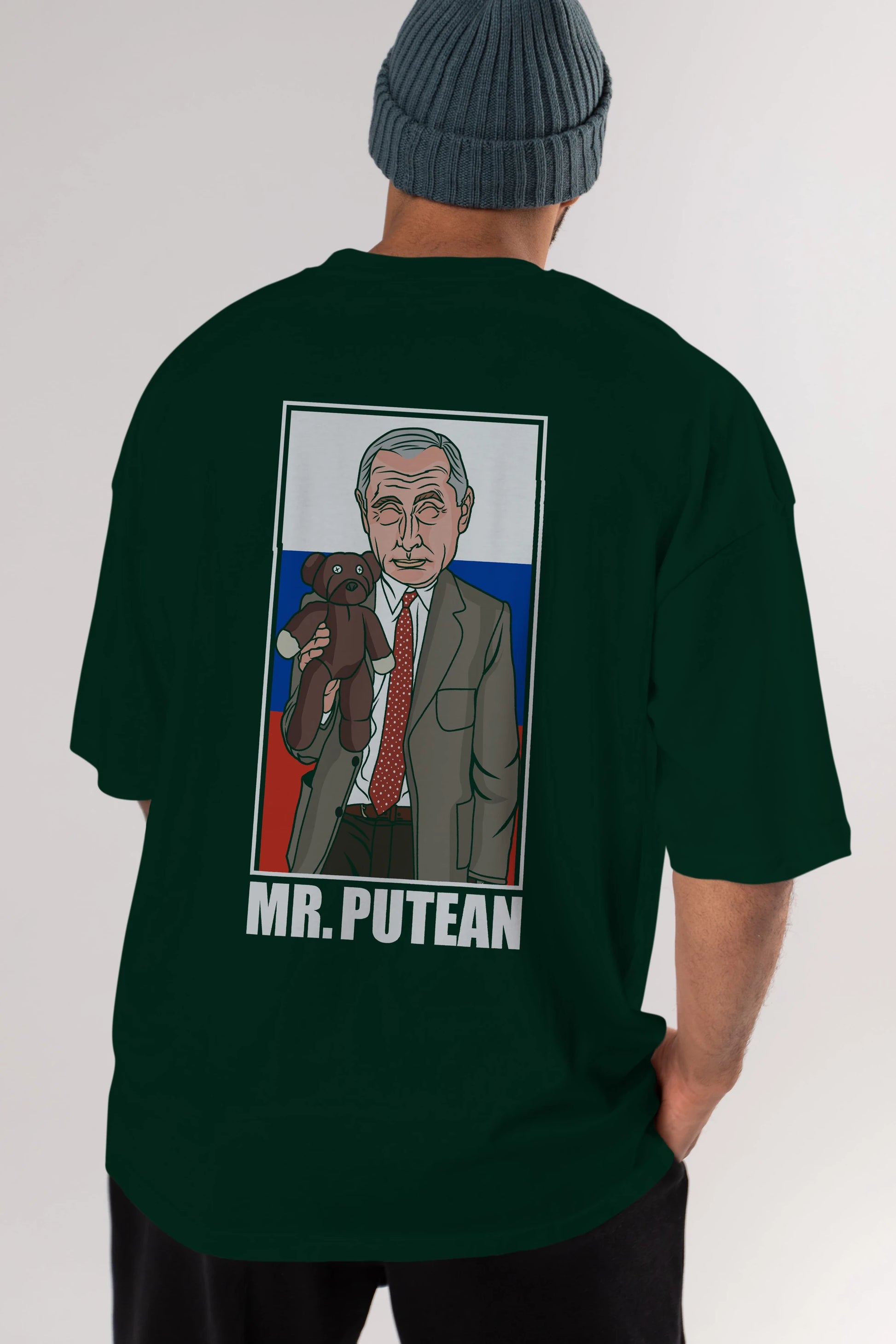 Mr Putean Arka Baskılı Oversize t-shirt Erkek Kadın Unisex %100 Pamuk tişort