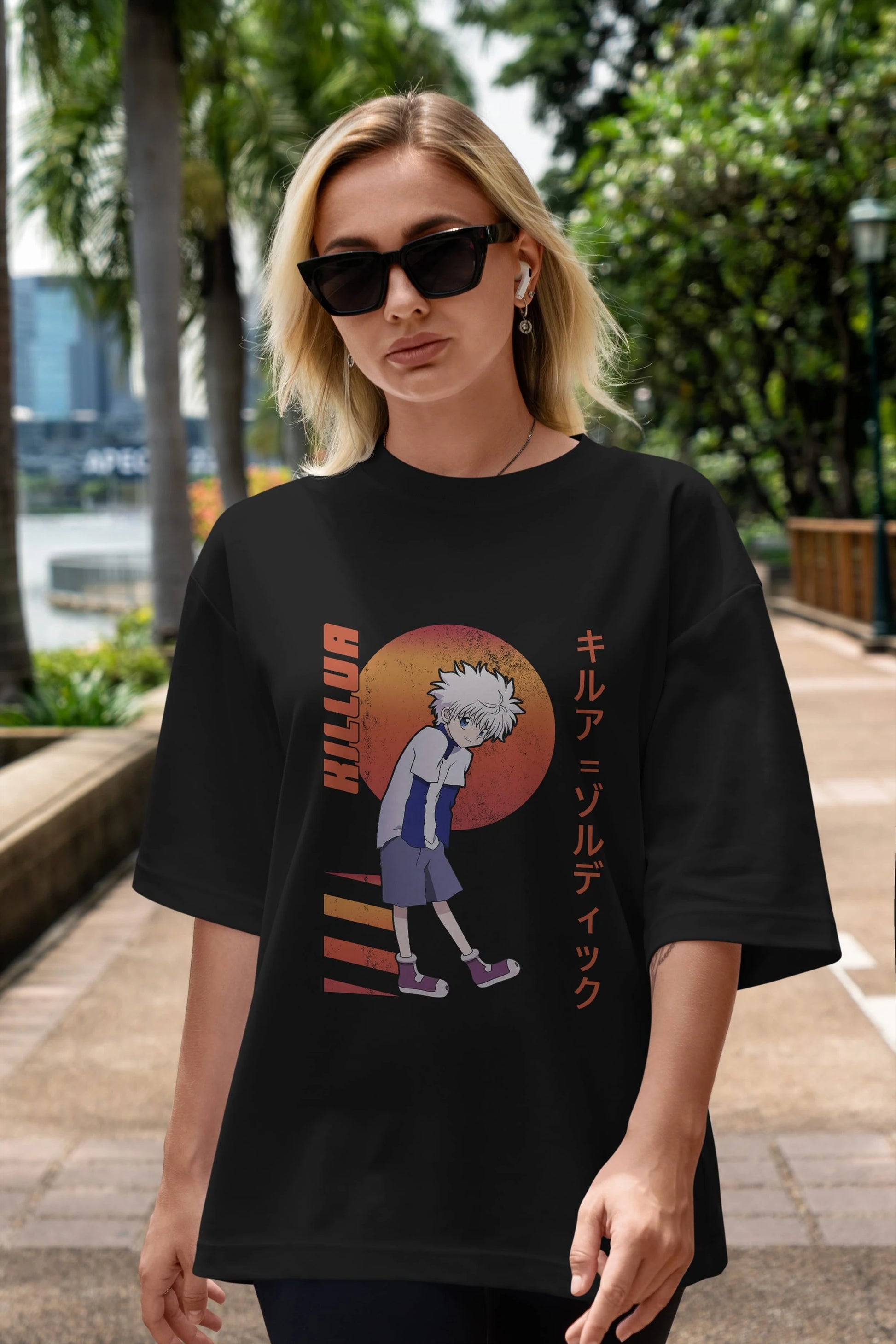 Killua Zoldyck 5 2 Anime Ön Baskılı Oversize t-shirt %100 pamuk Erkek Kadın Unisex