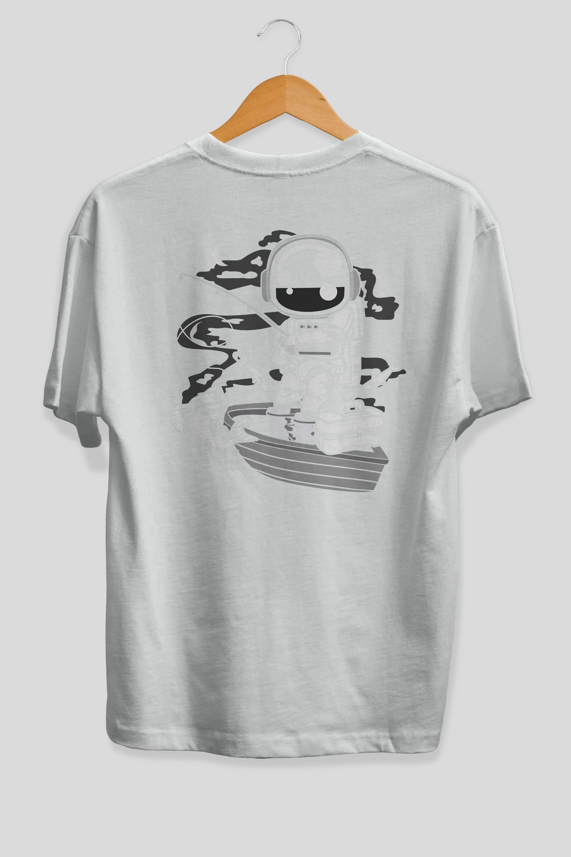 Astronaut Fisherman Arka Baskılı Oversize t-shirt Erkek Kadın Unisex