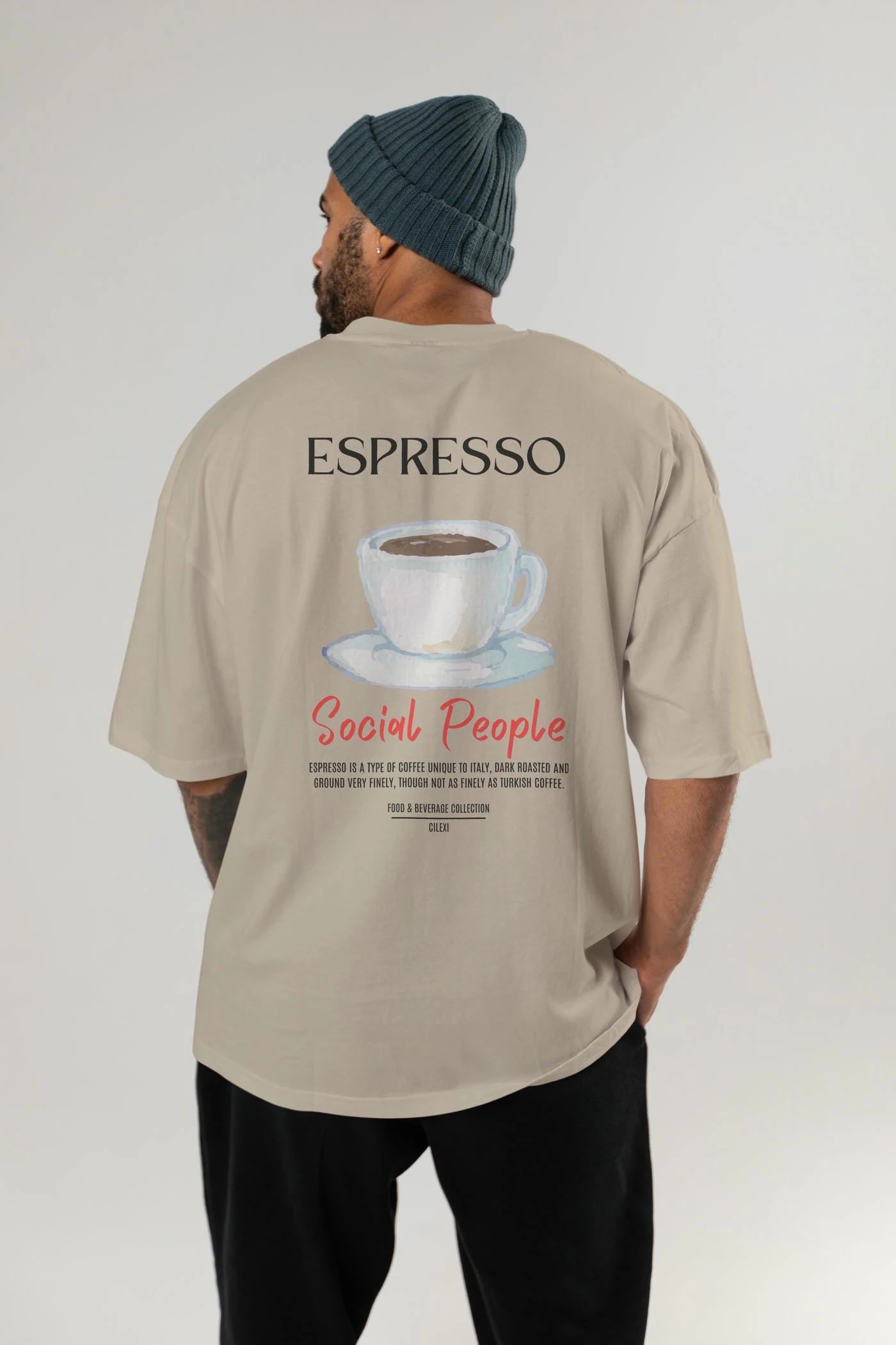 Espresso Kokteyl Serisi Baskılı Oversize t-shirt Erkek Kadın Unisex %100 Pamuk Bisiklet Yaka tişort