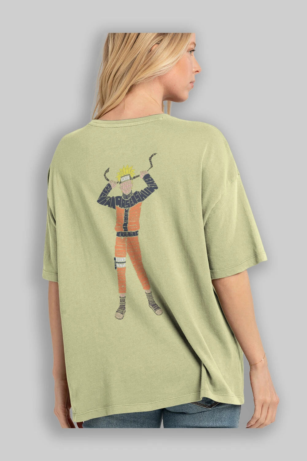 Naruto Arka Baskılı Oversize t-shirt %100 pamuk Erkek Kadın Unisex
