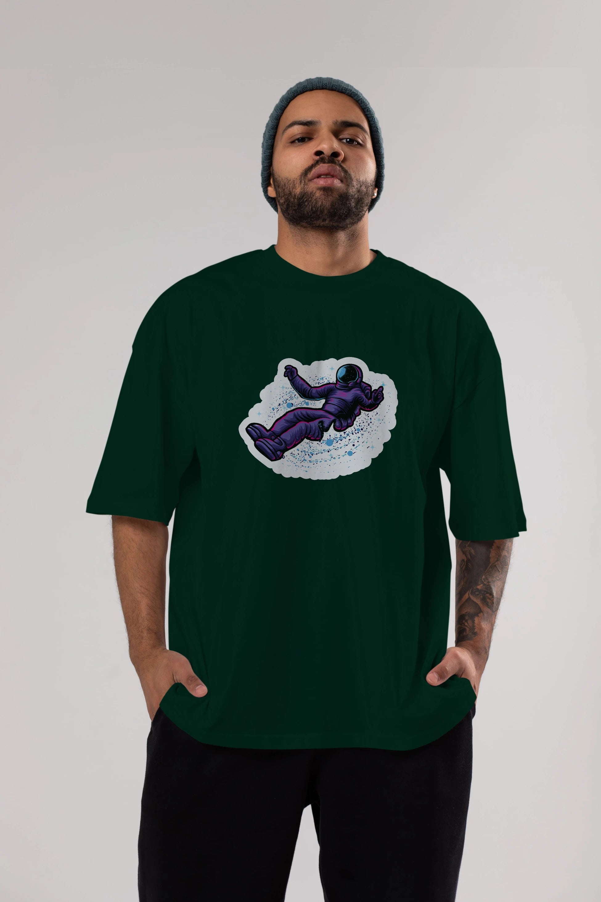 Having fun in outer space sticker Ön Baskılı Oversize t-shirt Erkek Kadın Unisex