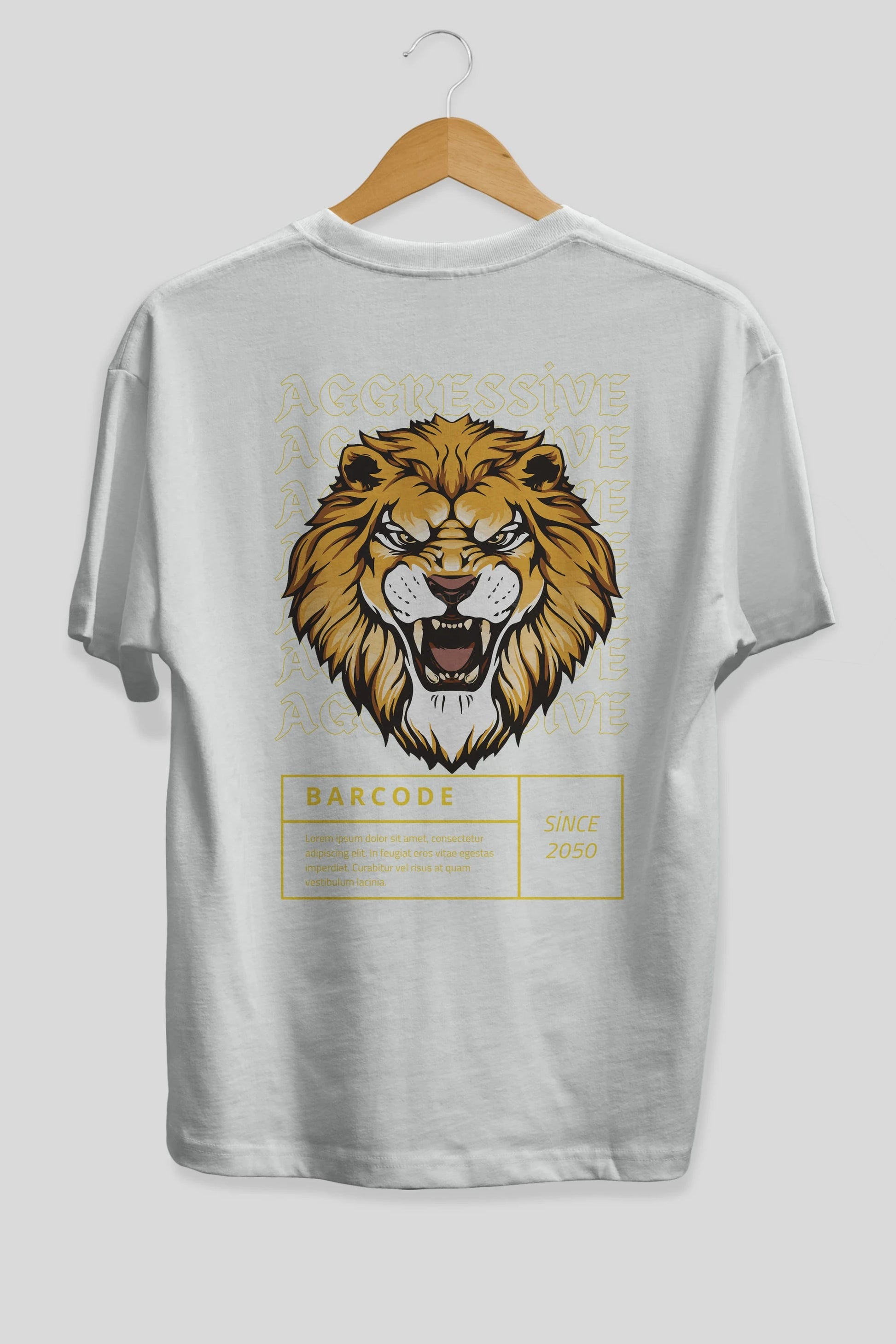 Aggressive Lion Arka Baskılı Oversize t-shirt Erkek Kadın Unisex