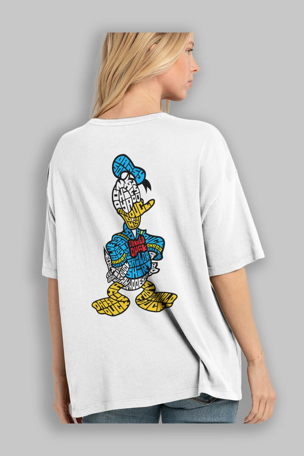 Donald Arka Baskılı Oversize t-shirt %100 pamuk Erkek Kadın Unisex