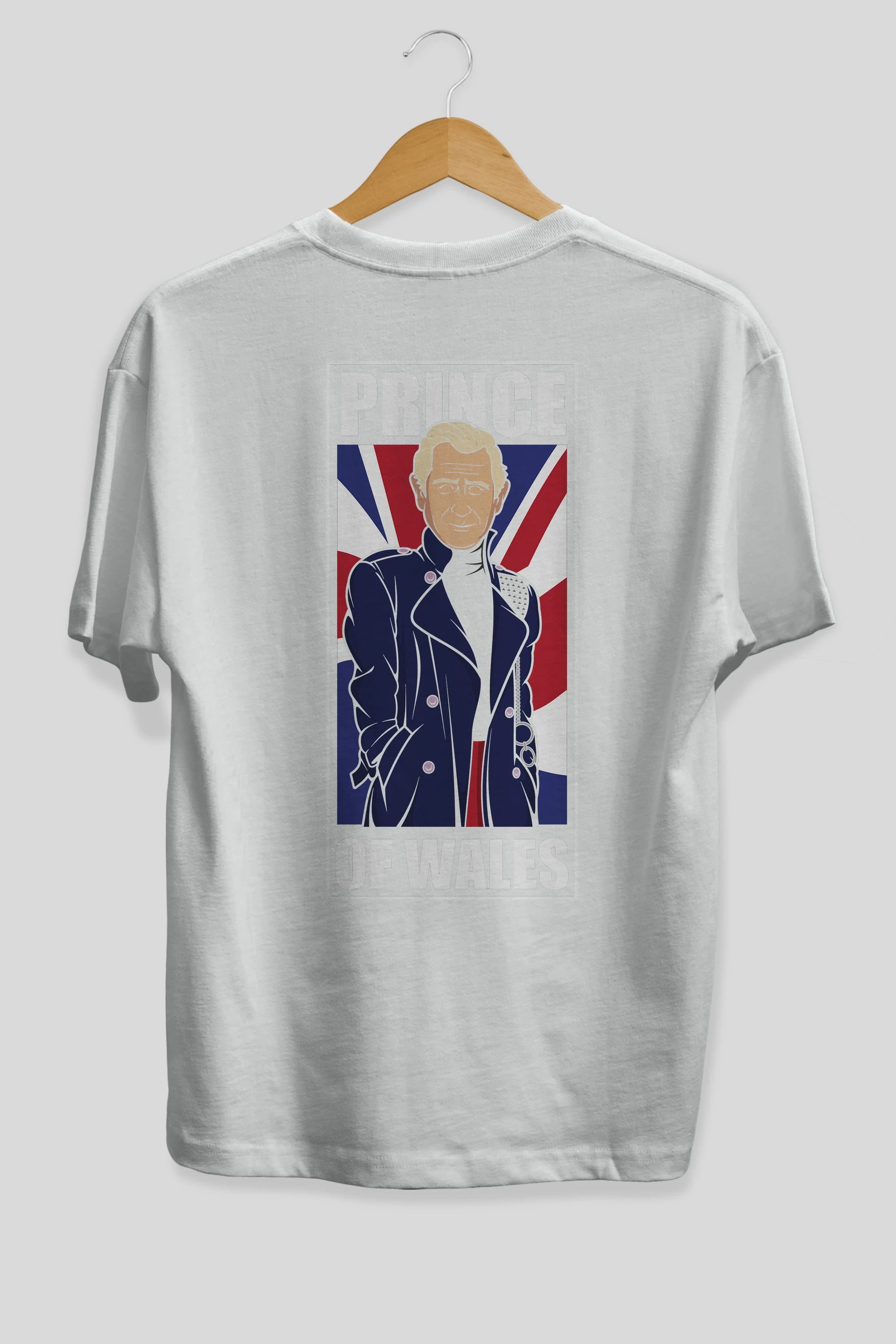 Prince Charles Arka Baskılı Oversize t-shirt Erkek Kadın Unisex %100 Pamuk tişort
