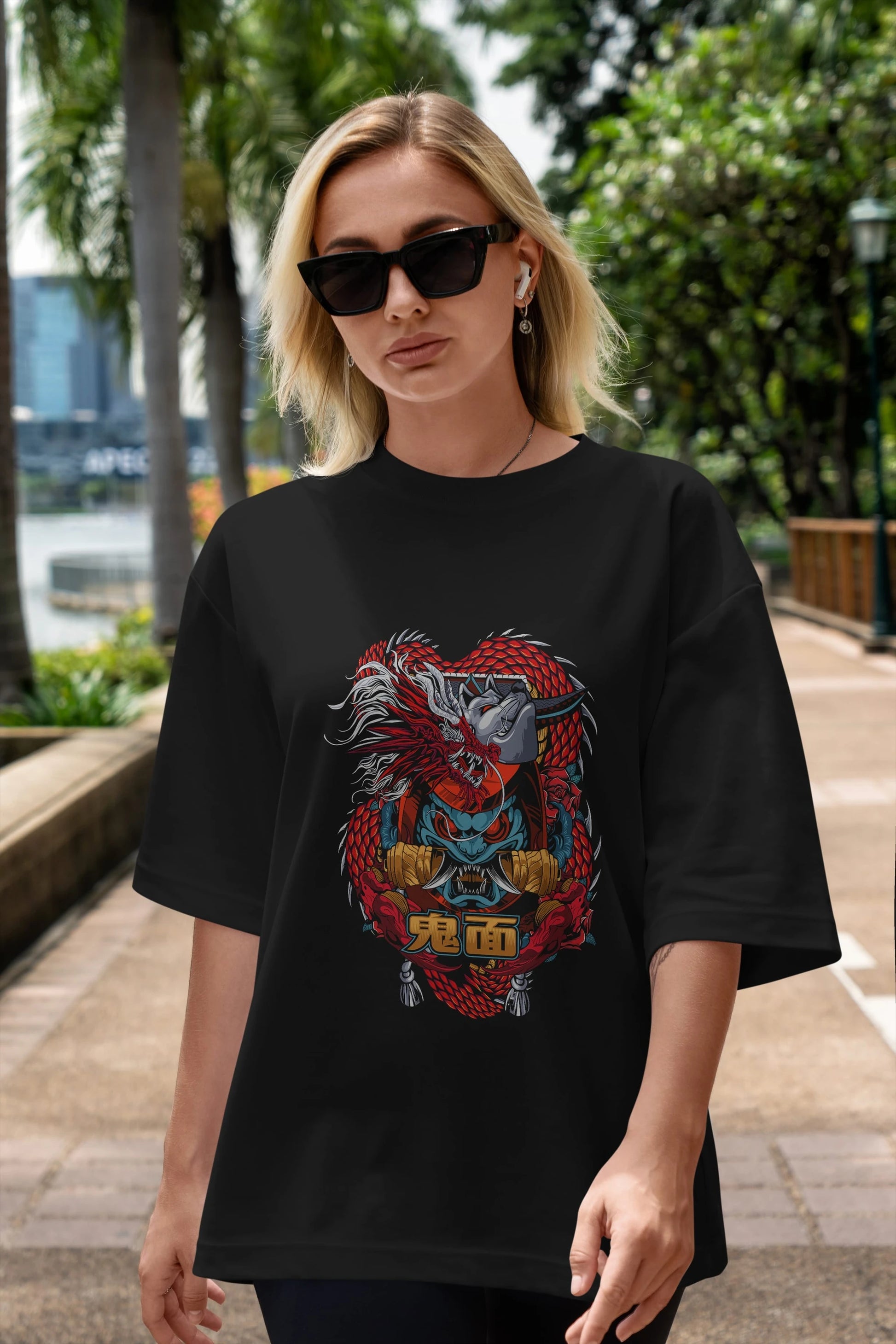 TRIBAL Anime Ön Baskılı Oversize t-shirt %100 pamuk Erkek Kadın Unisex