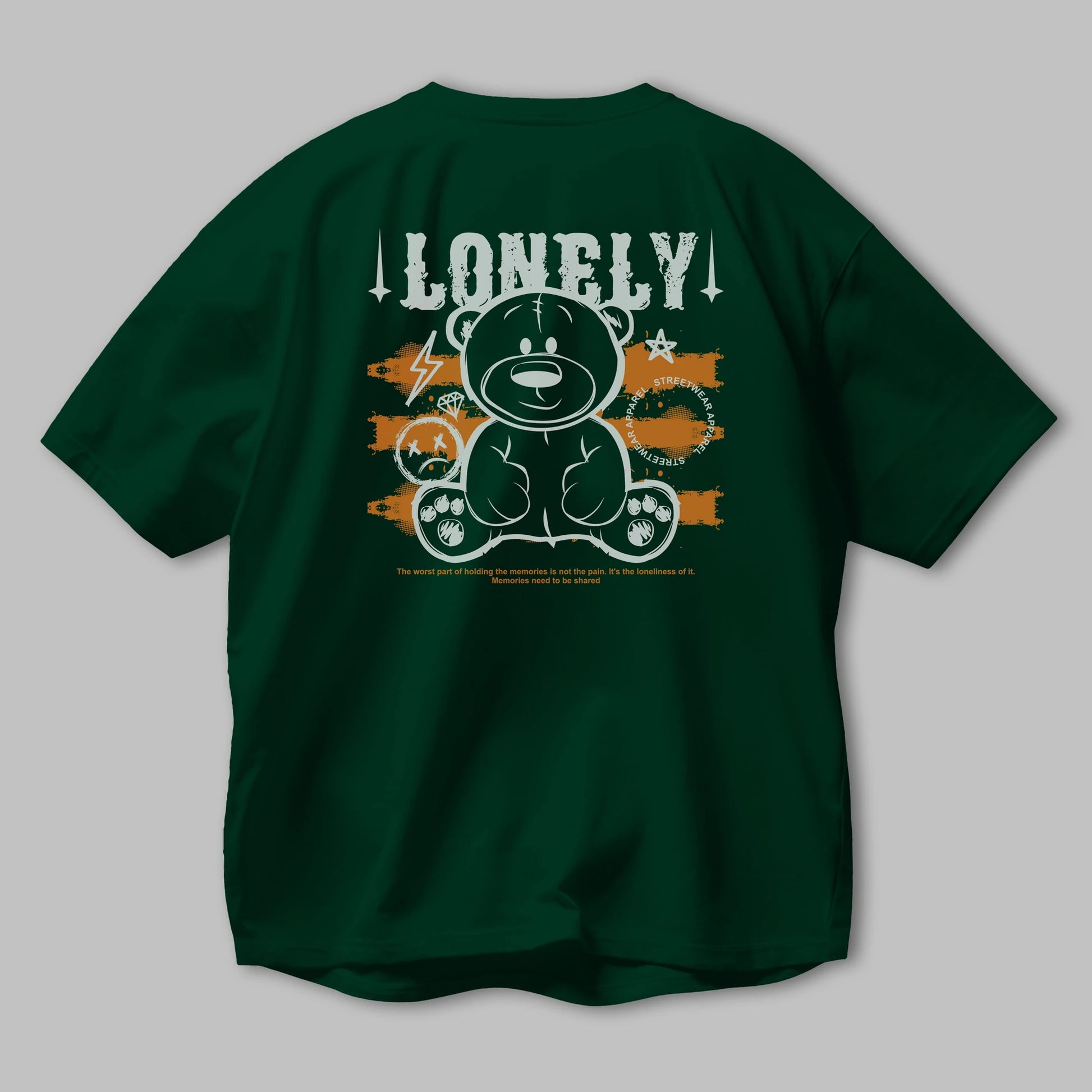 Teddy Bear Lonely Arka Baskılı Oversize t-shirt Erkek Kadın Unisex
