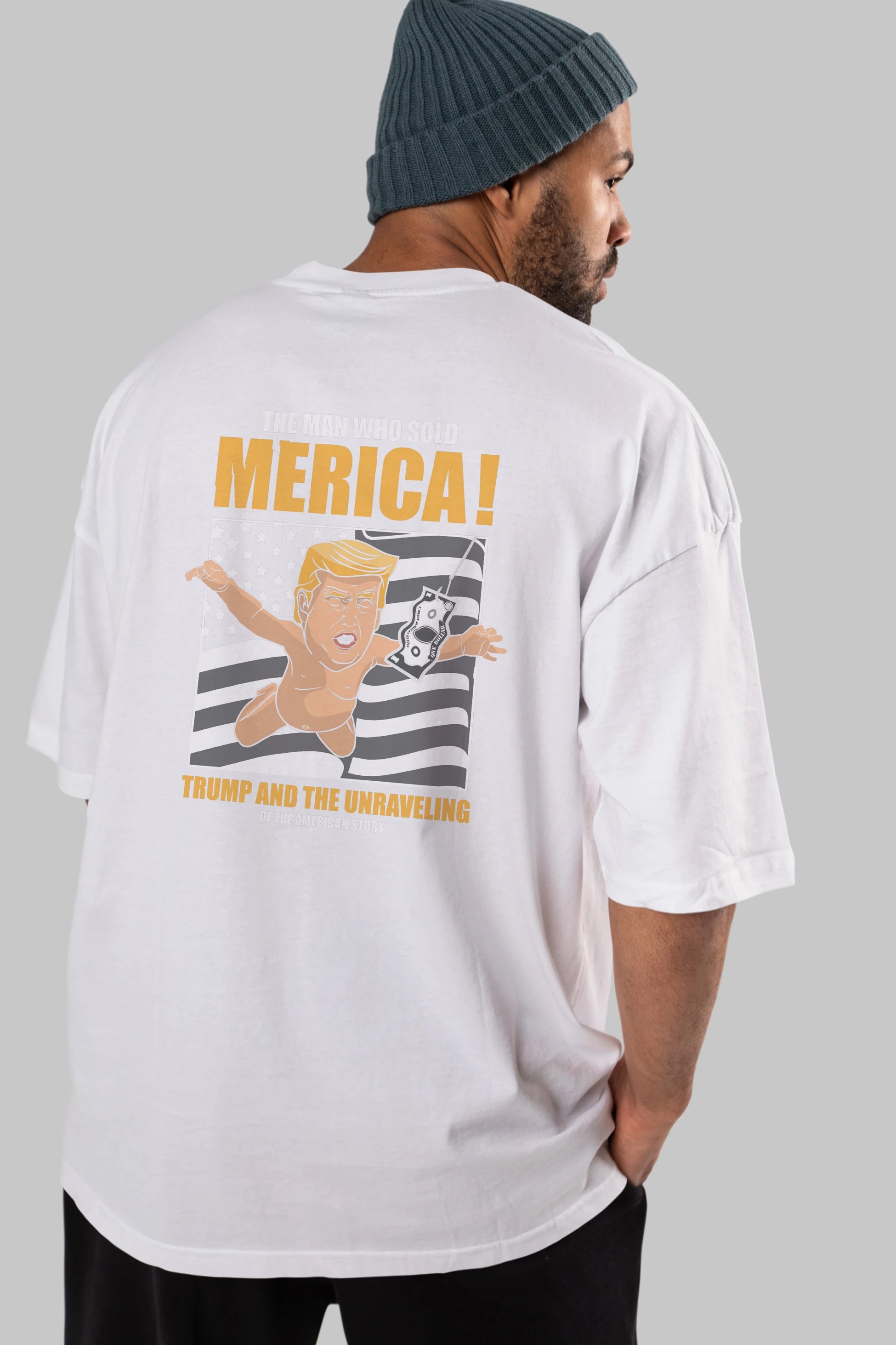 Trump Nirvana Arka Baskılı Oversize t-shirt Erkek Kadın Unisex %100 Pamuk tişort