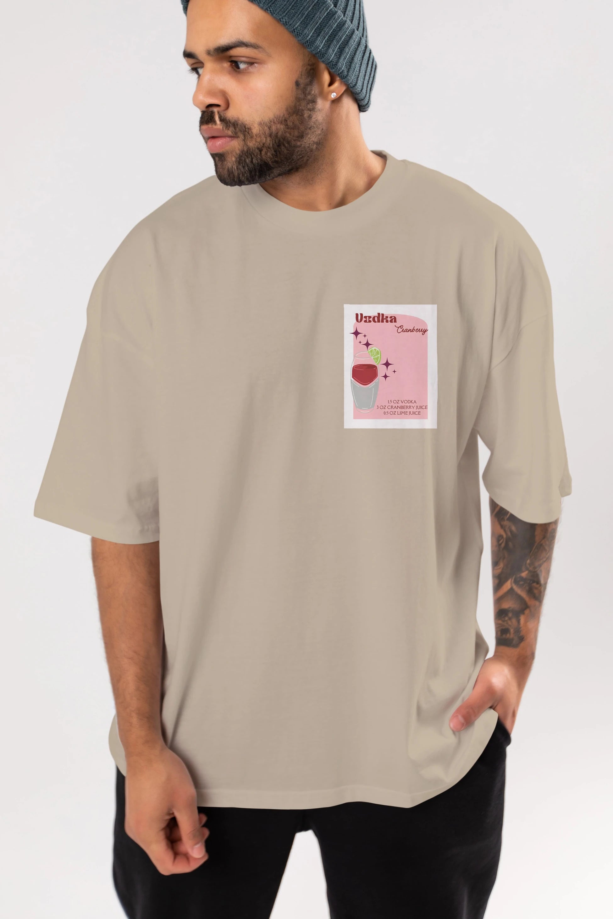 Vodka Cranberry 2 Ön Sol Baskılı Oversize t-shirt Erkek Kadın Unisex %100 Pamuk Bisiklet Yaka tişort