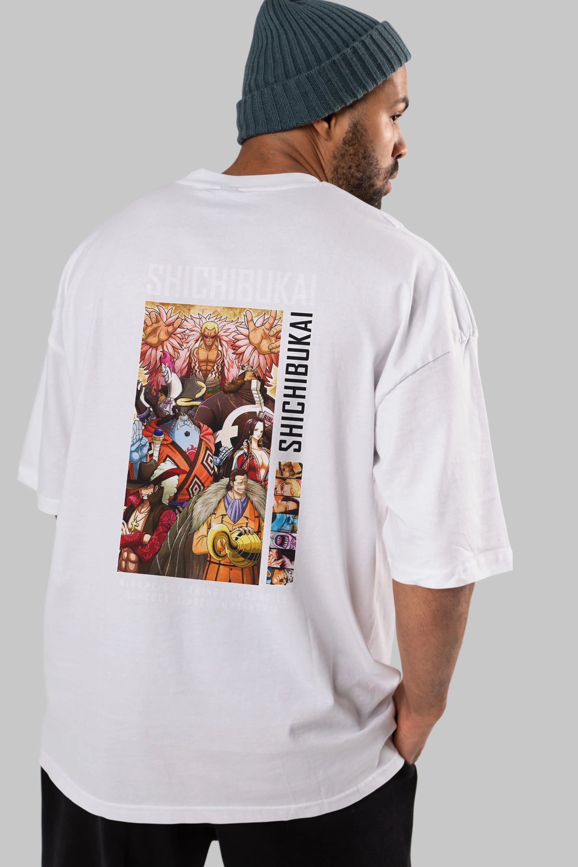 Shichibukai Anime Arka Baskılı Oversize t-shirt Erkek Kadın Unisex %100 pamuk tişort