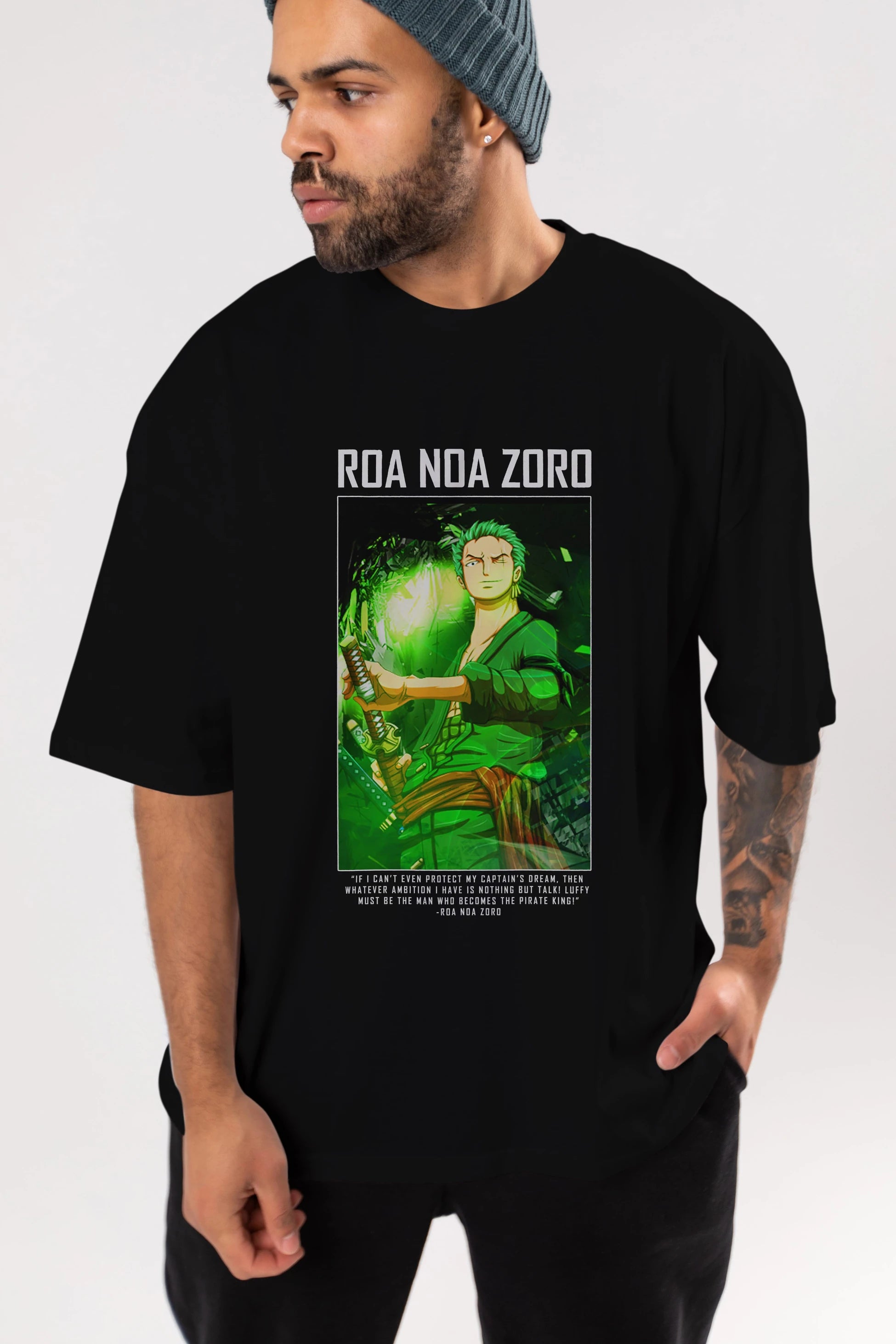 Roronoa Zoro 5 Anime Ön Baskılı Oversize t-shirt Erkek Kadın Unisex