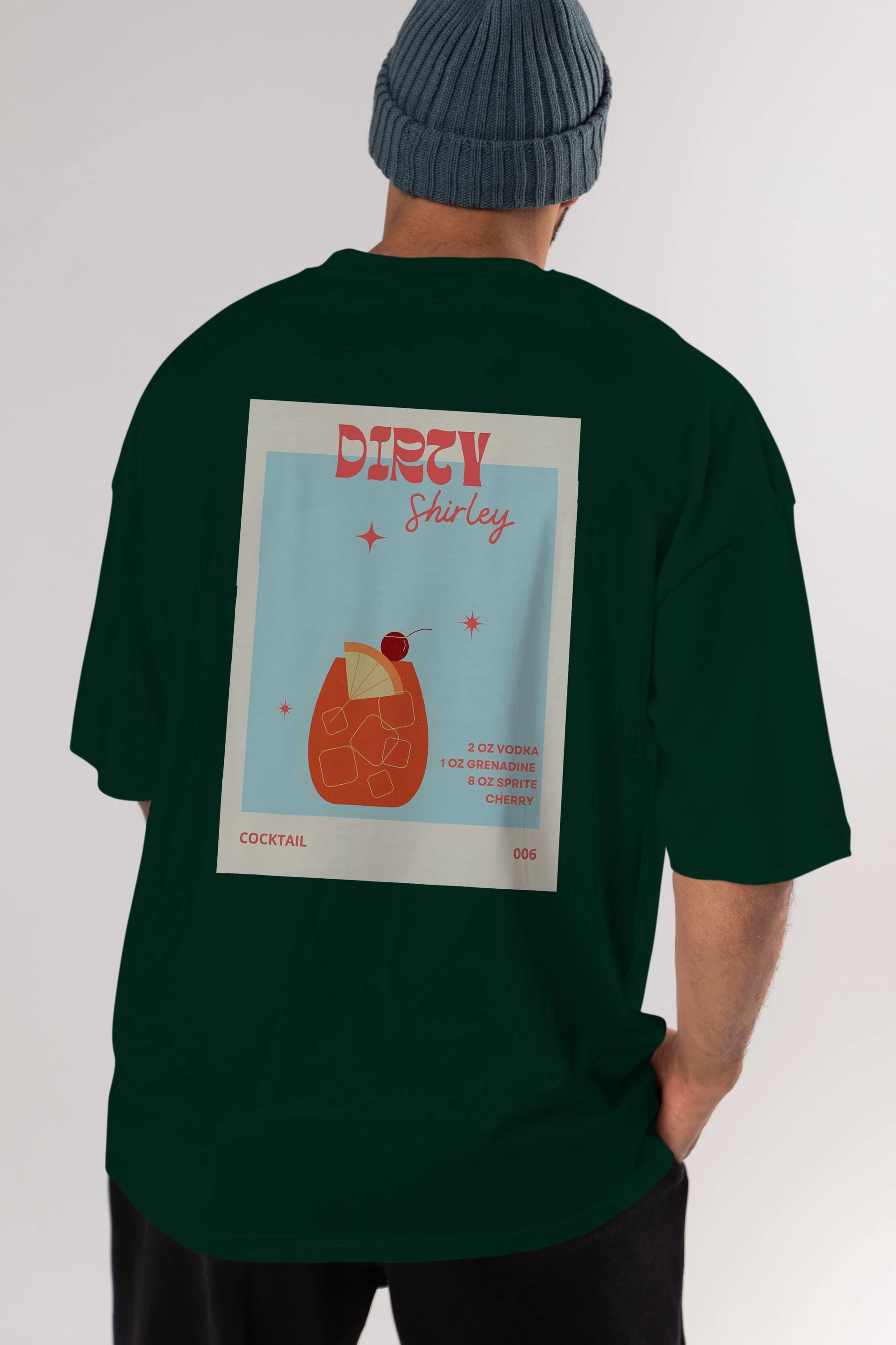 Dirty Shirley Arka Baskılı Oversize t-shirt Erkek Kadın Unisex %100 Pamuk Bisiklet Yaka tişort