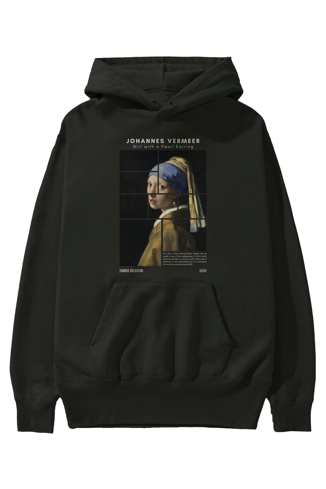 Johannes Vermeer ön Baskılı Hoodie Oversize Kapüşonlu Sweatshirt Erkek Kadın