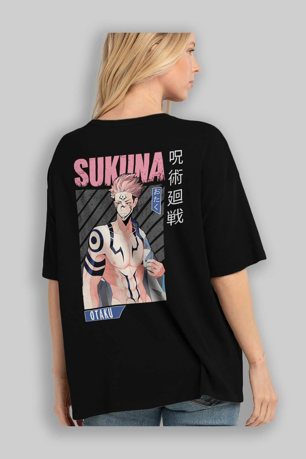 Sukuna Ryoumen 1 Anime Arka Baskılı Oversize t-shirt Erkek Kadın Unisex
