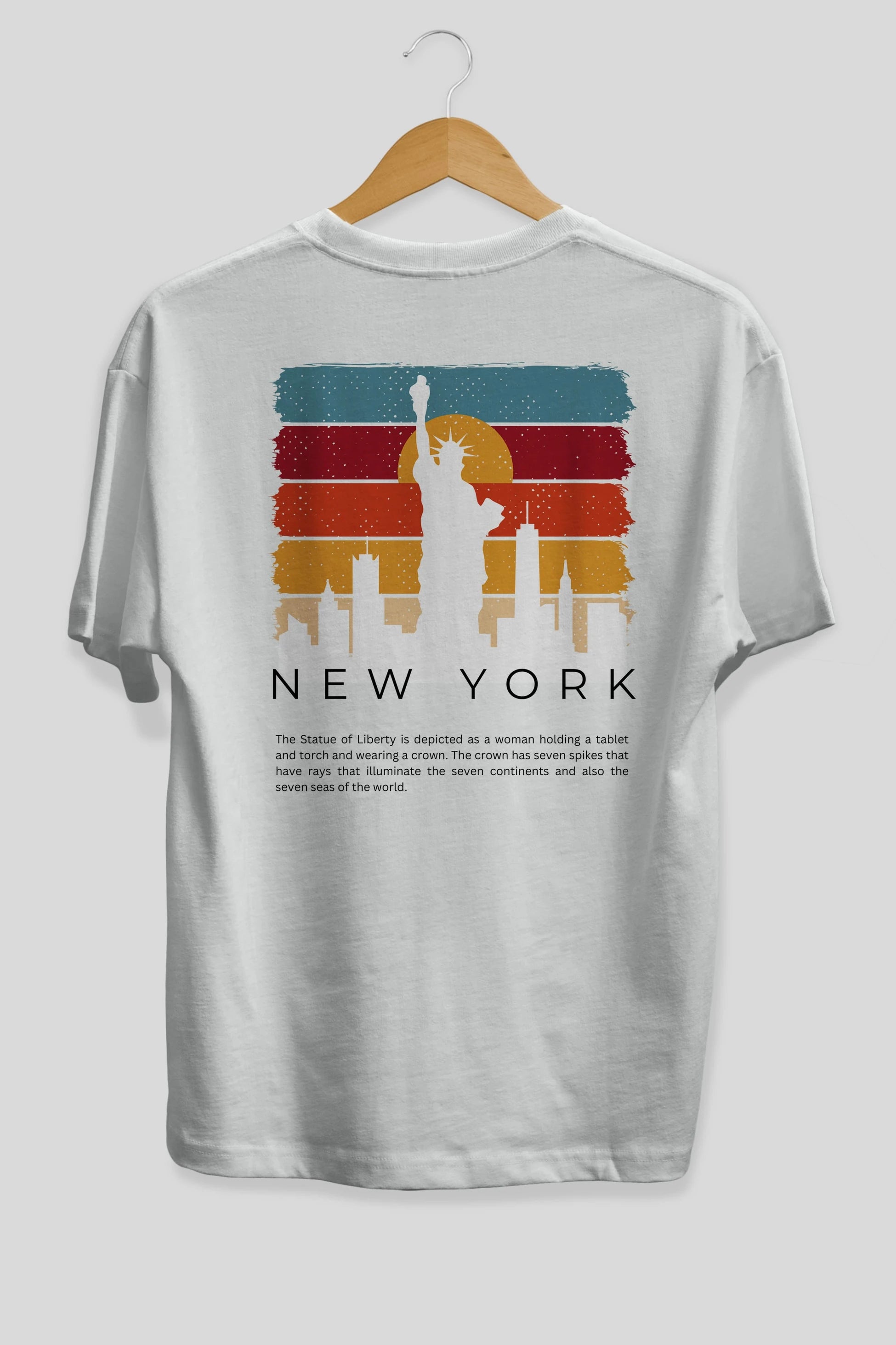 New York Yazılı Arka Baskılı Oversize t-shirt Erkek Kadın Unisex