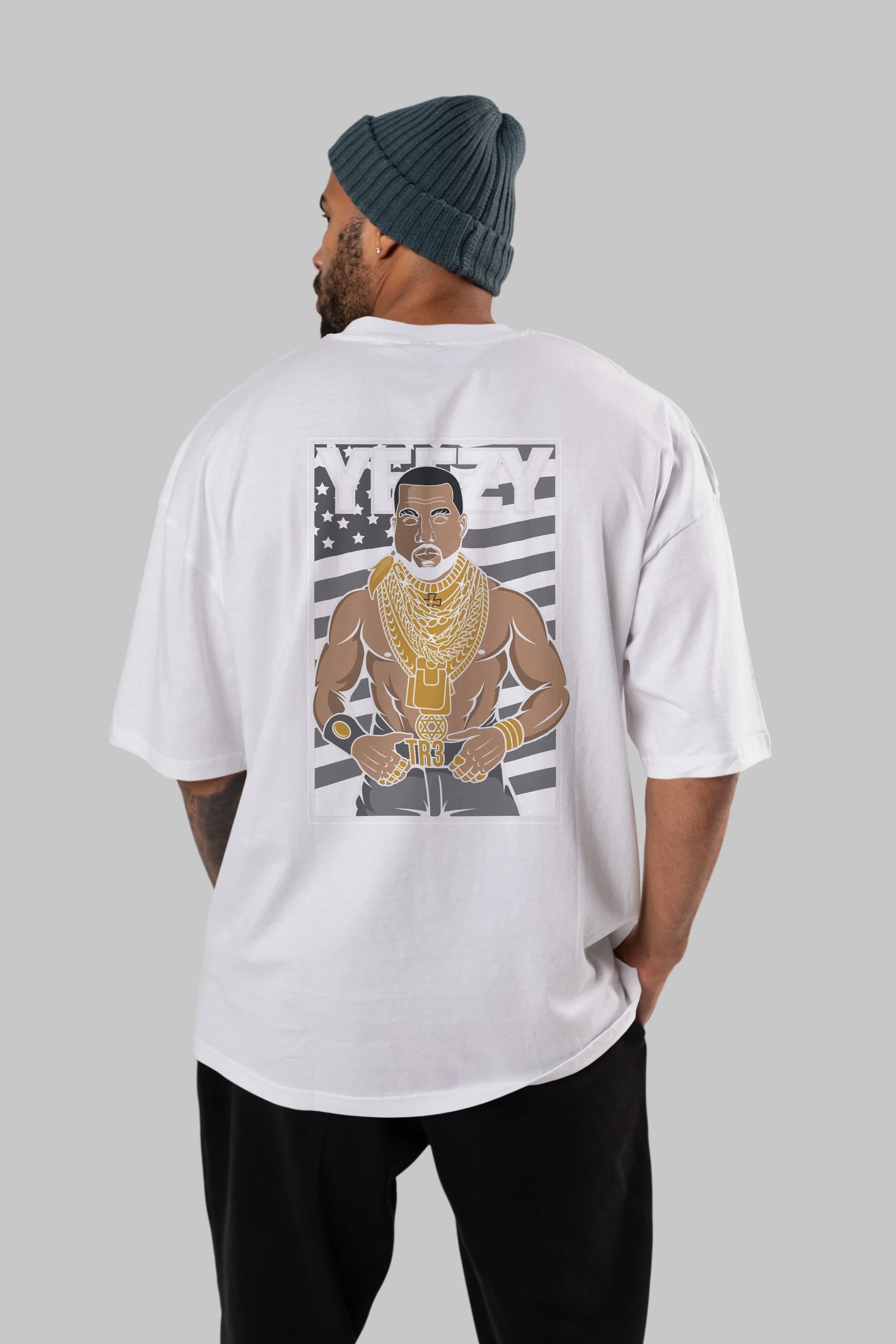 Mr.T Arka Baskılı Oversize t-shirt Erkek Kadın Unisex %100 Pamuk tişort