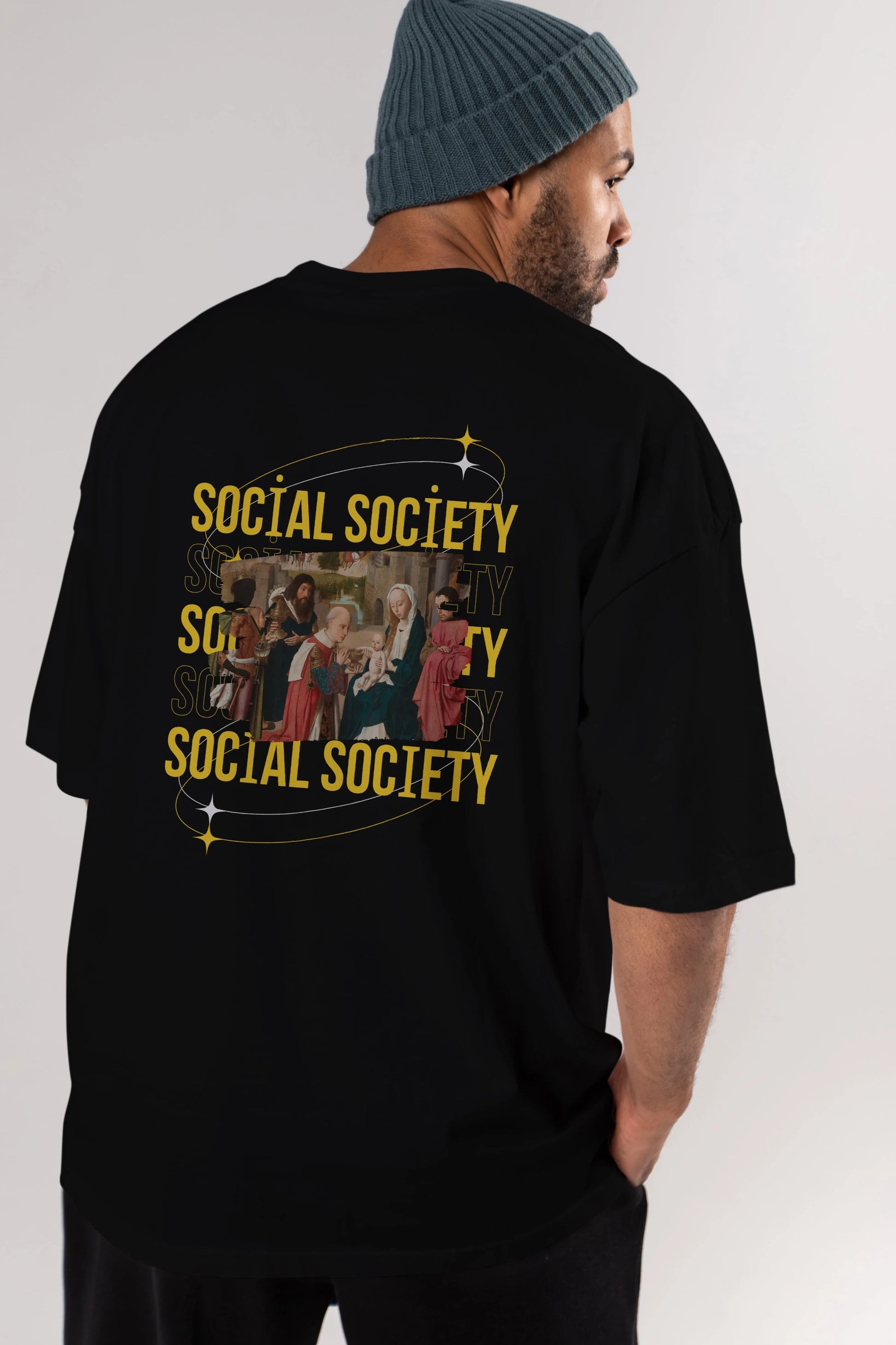Social Society Yazılı Arka Baskılı Oversize t-shirt Erkek Kadın Unisex