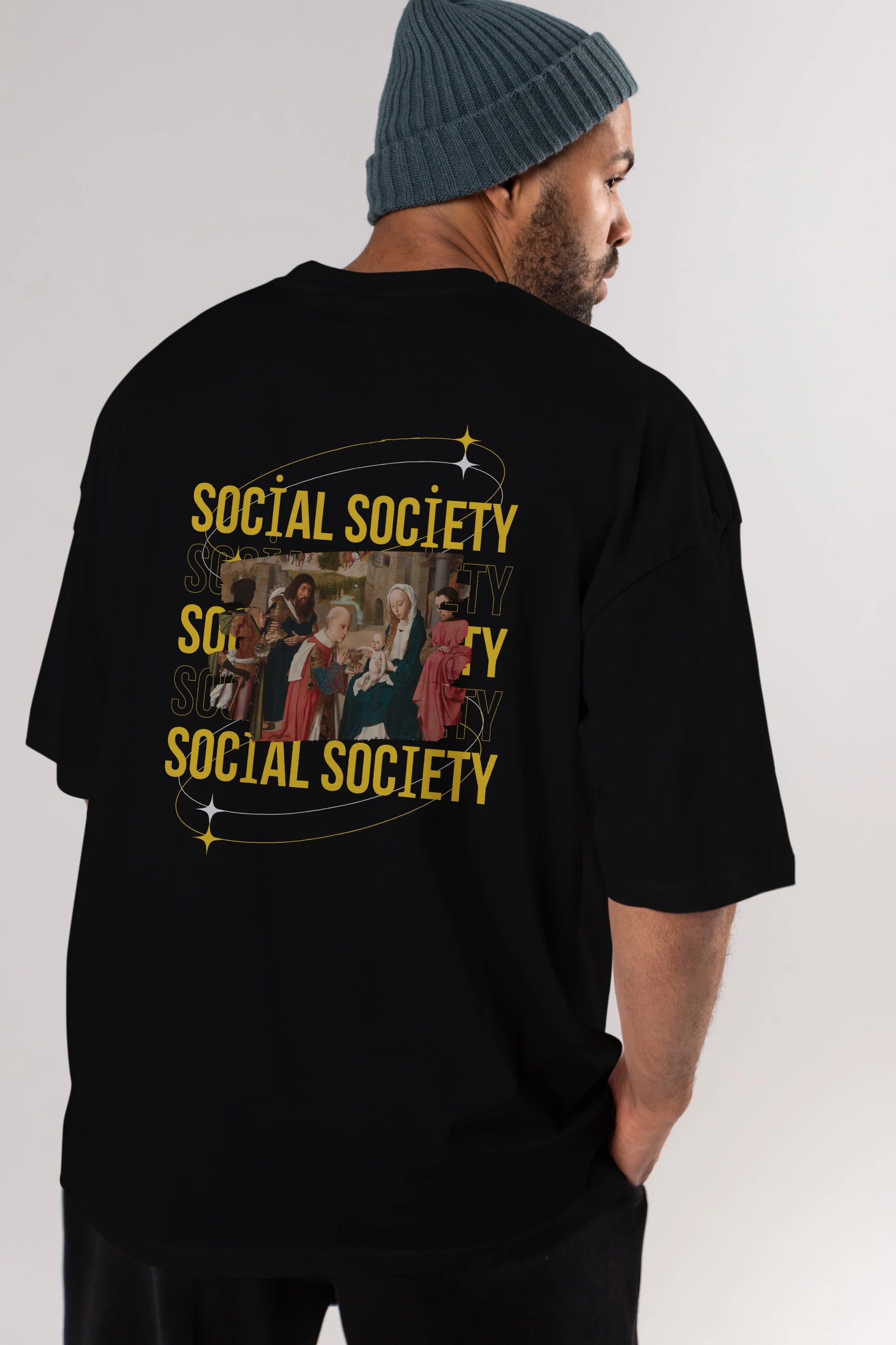 Social Society Yazılı Arka Baskılı Oversize t-shirt Erkek Kadın Unisex