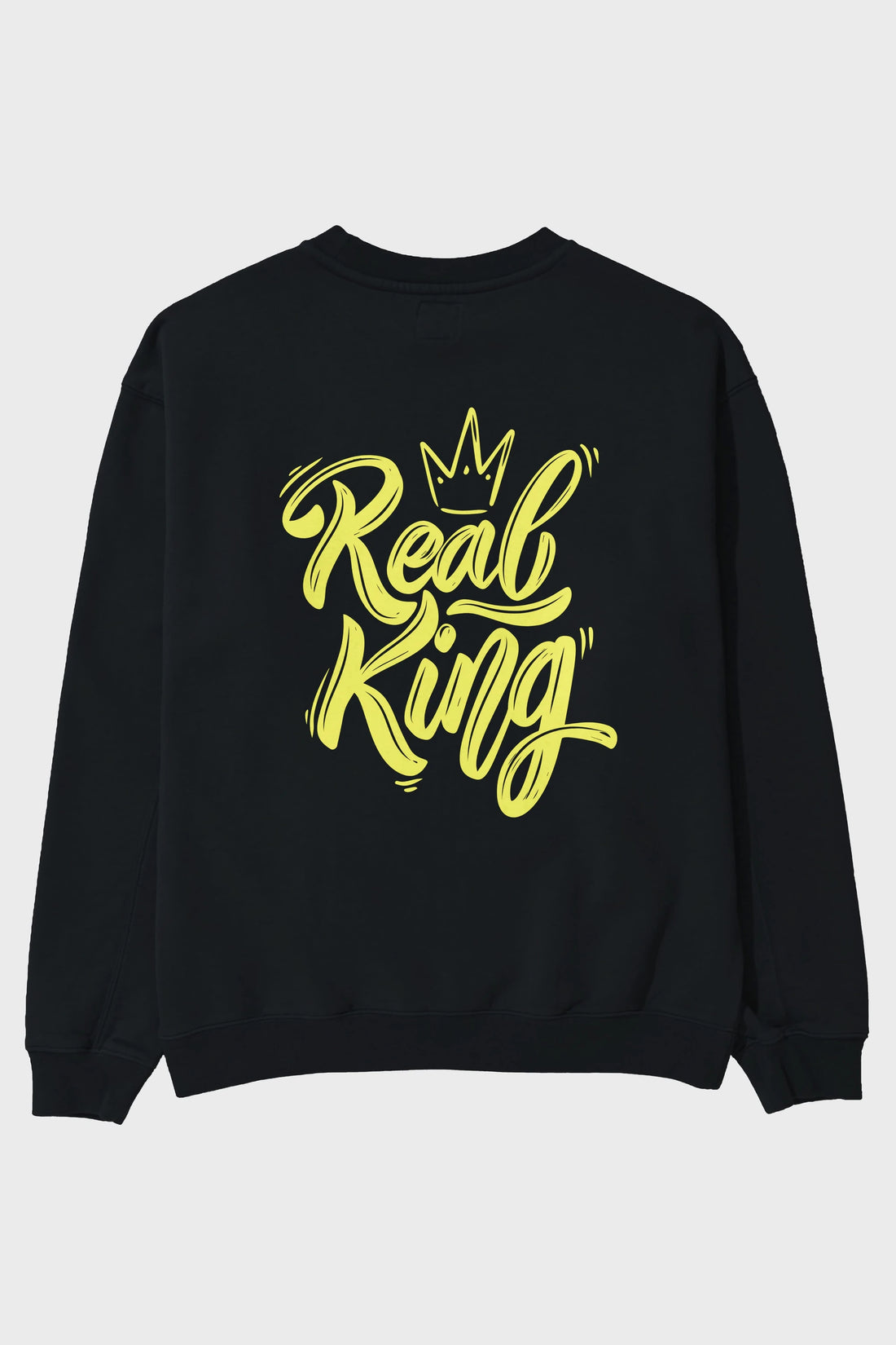 Real King Yazılı Arka Baskılı Oversize Sweatshirt Erkek Kadın Unisex
